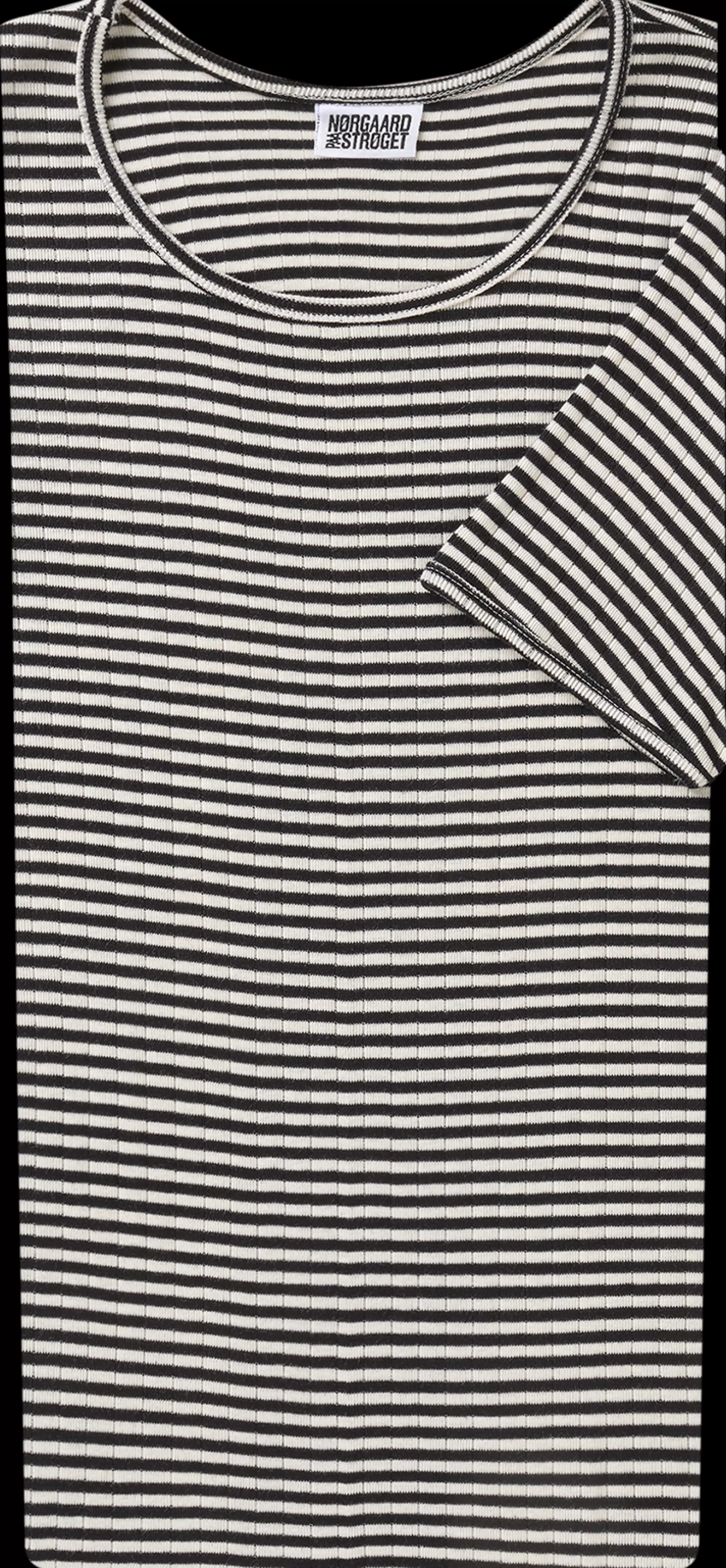 MADS NØRGAARD 101 Short Sleeve Fine Stripe Black/Ecru Cheap