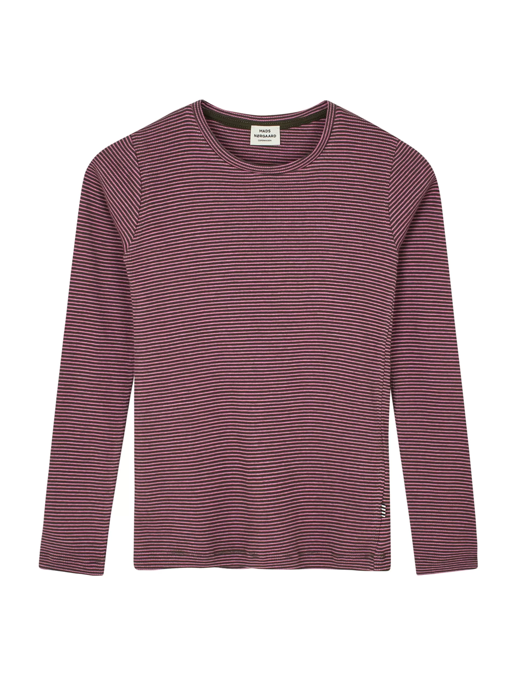 MADS NØRGAARD 2x2 Cotton Stripe Talino Top Rosin/Carmine Rose Online