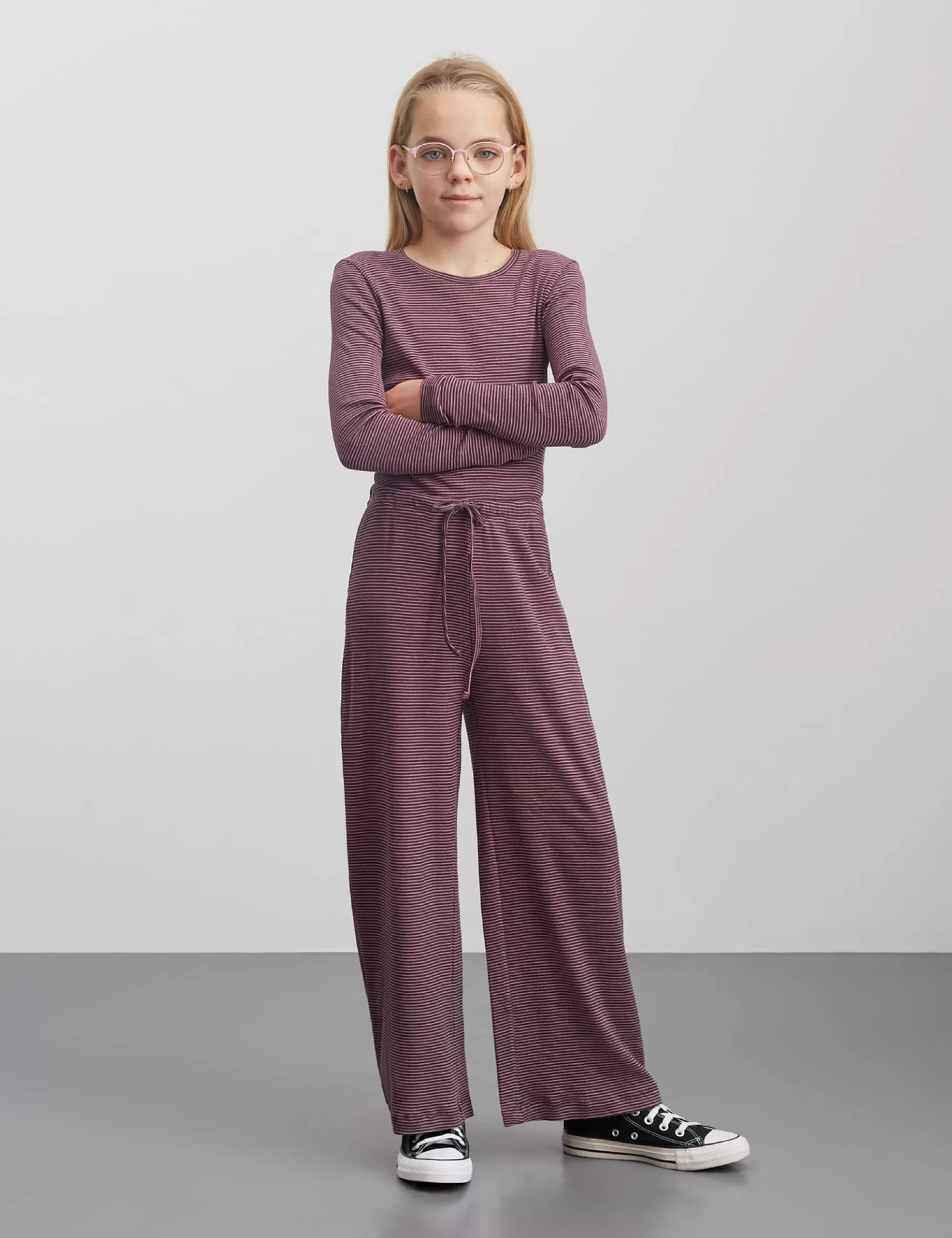 MADS NØRGAARD 2x2 Cotton Stripe Verona Pants Rosin/Carmine Rose Flash Sale