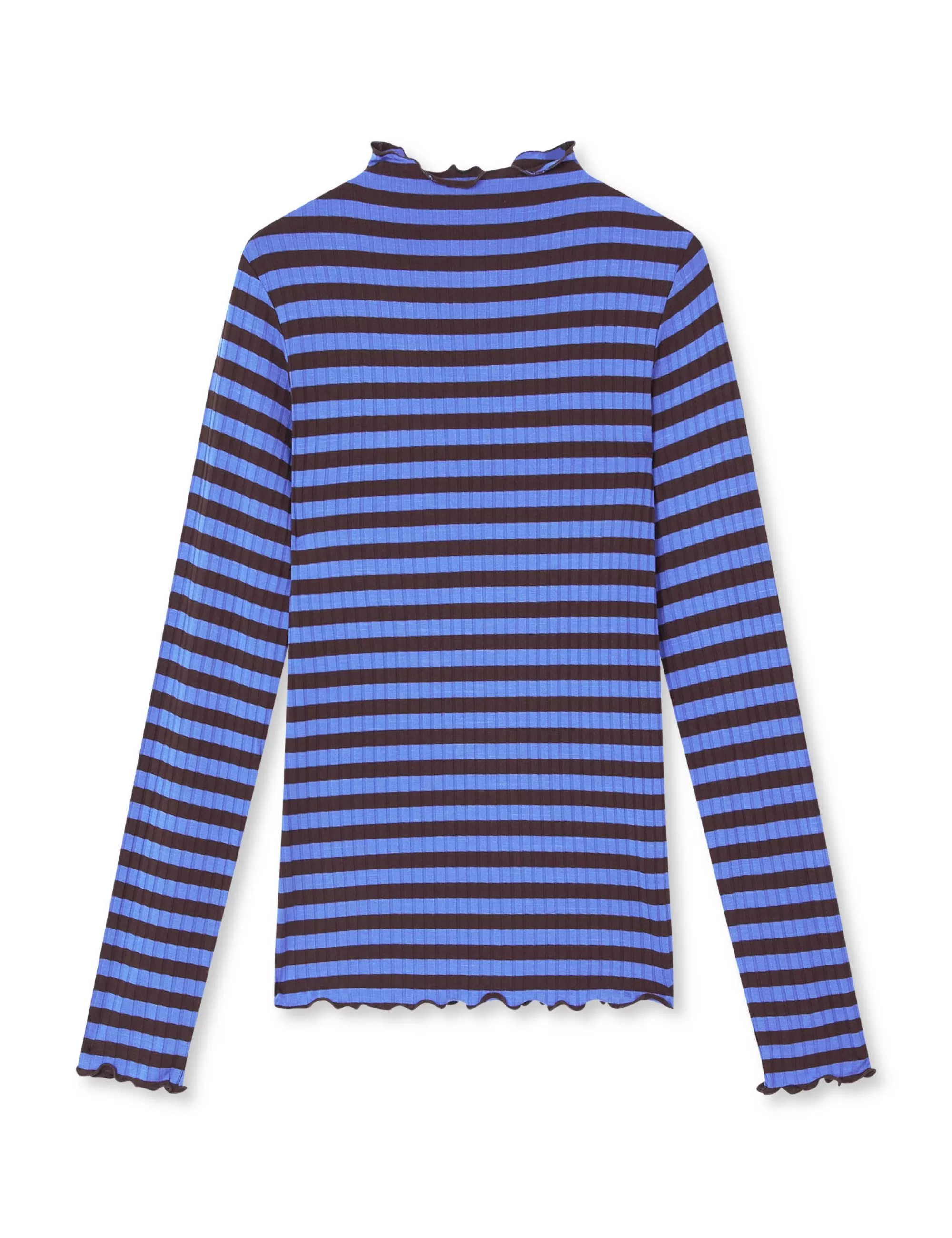 MADS NØRGAARD 5x5 Stripe Trutte Tee LS Amparo Blue/Black Coffee Cheap