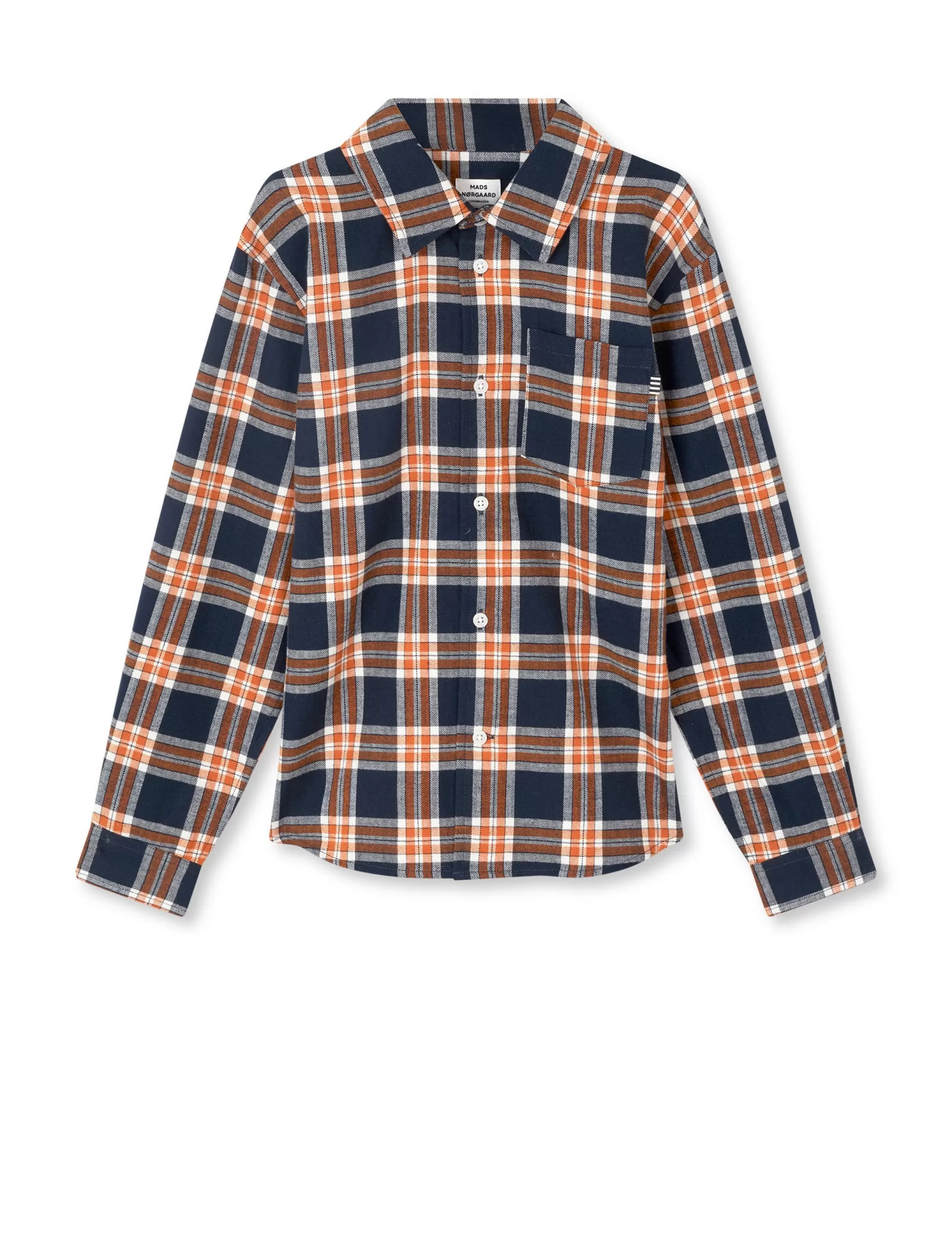 MADS NØRGAARD Check Flannel Svano Shirt Parisian Night/Orange Clown Fi Outlet