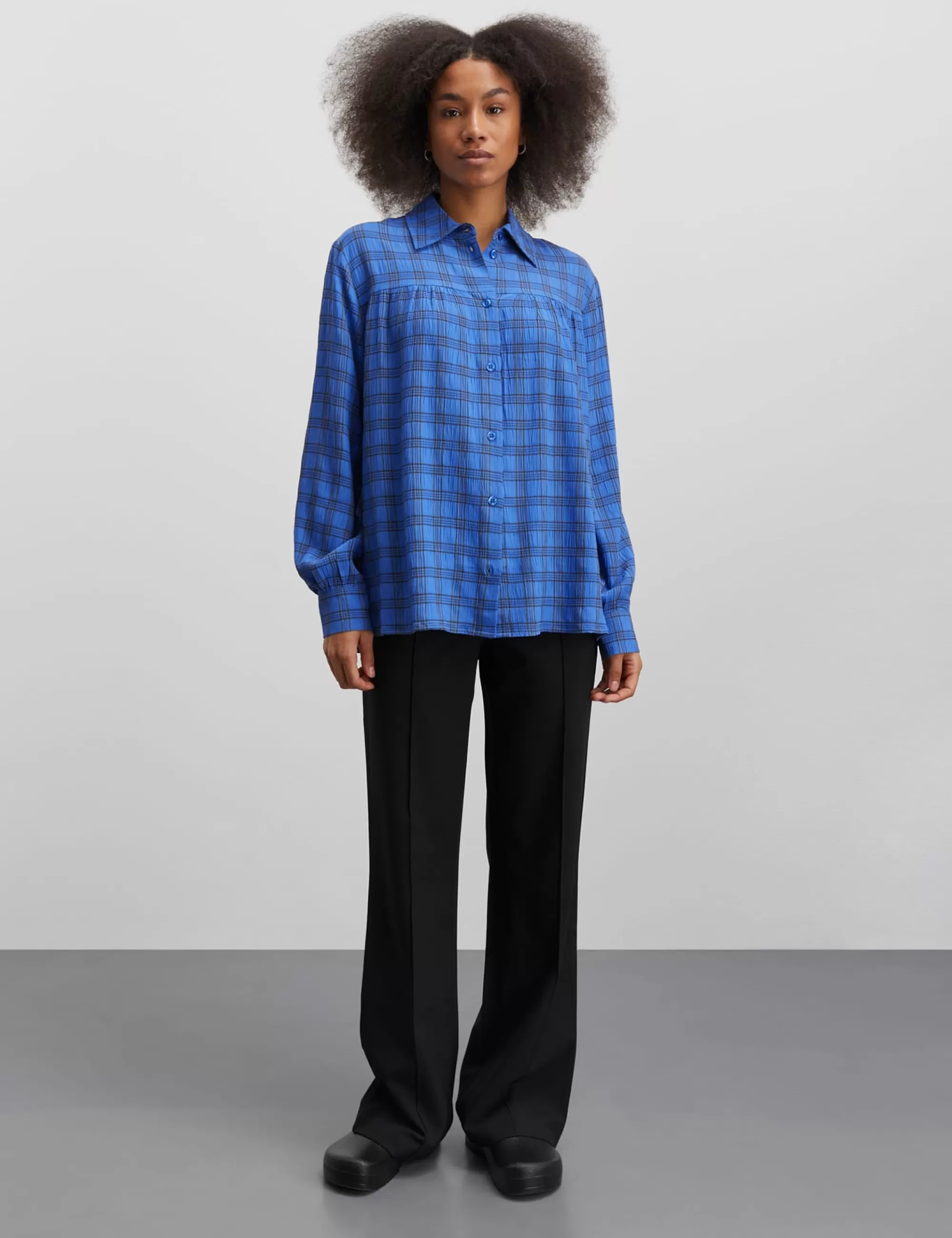 MADS NØRGAARD Check Pop Vina Shirt Amparo Blue Check Best Sale