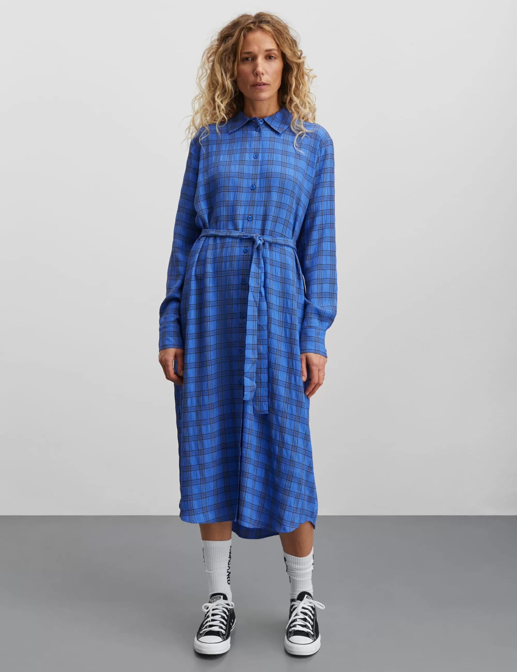 MADS NØRGAARD Check Pop Zina Dress Amparo Blue Check New