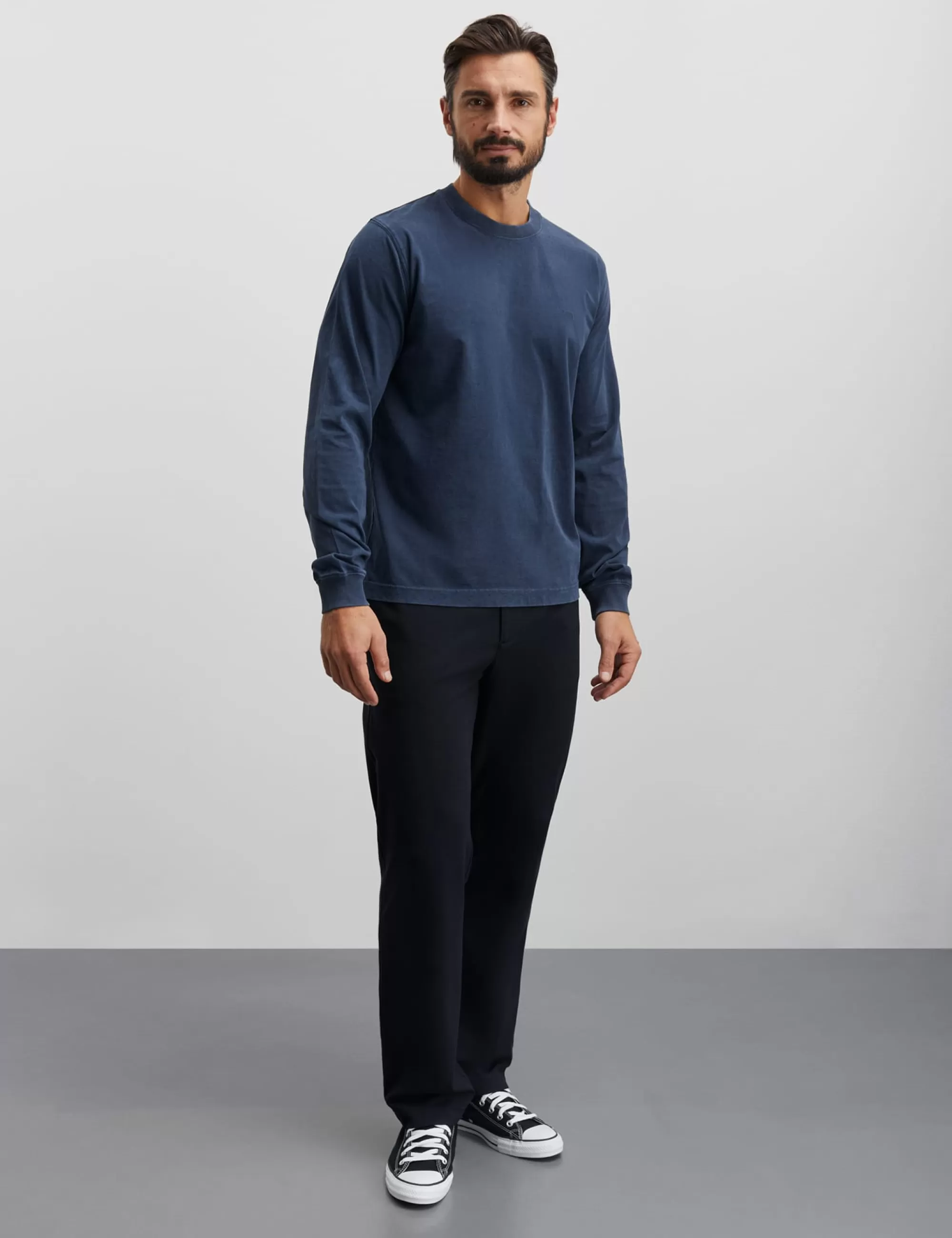 MADS NØRGAARD Cotton Jersey Dye Frode Tee LS Midnight Navy Store