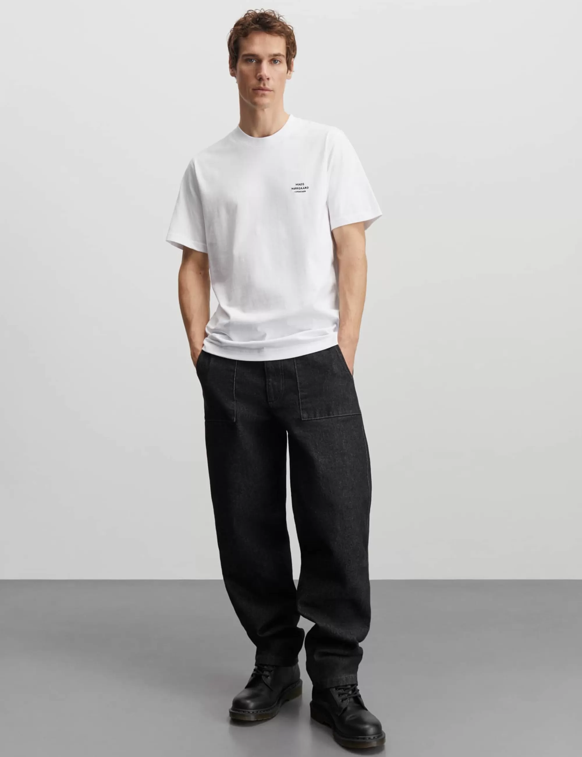 MADS NØRGAARD Cotton Jersey Frode Emb Logo Tee White Sale