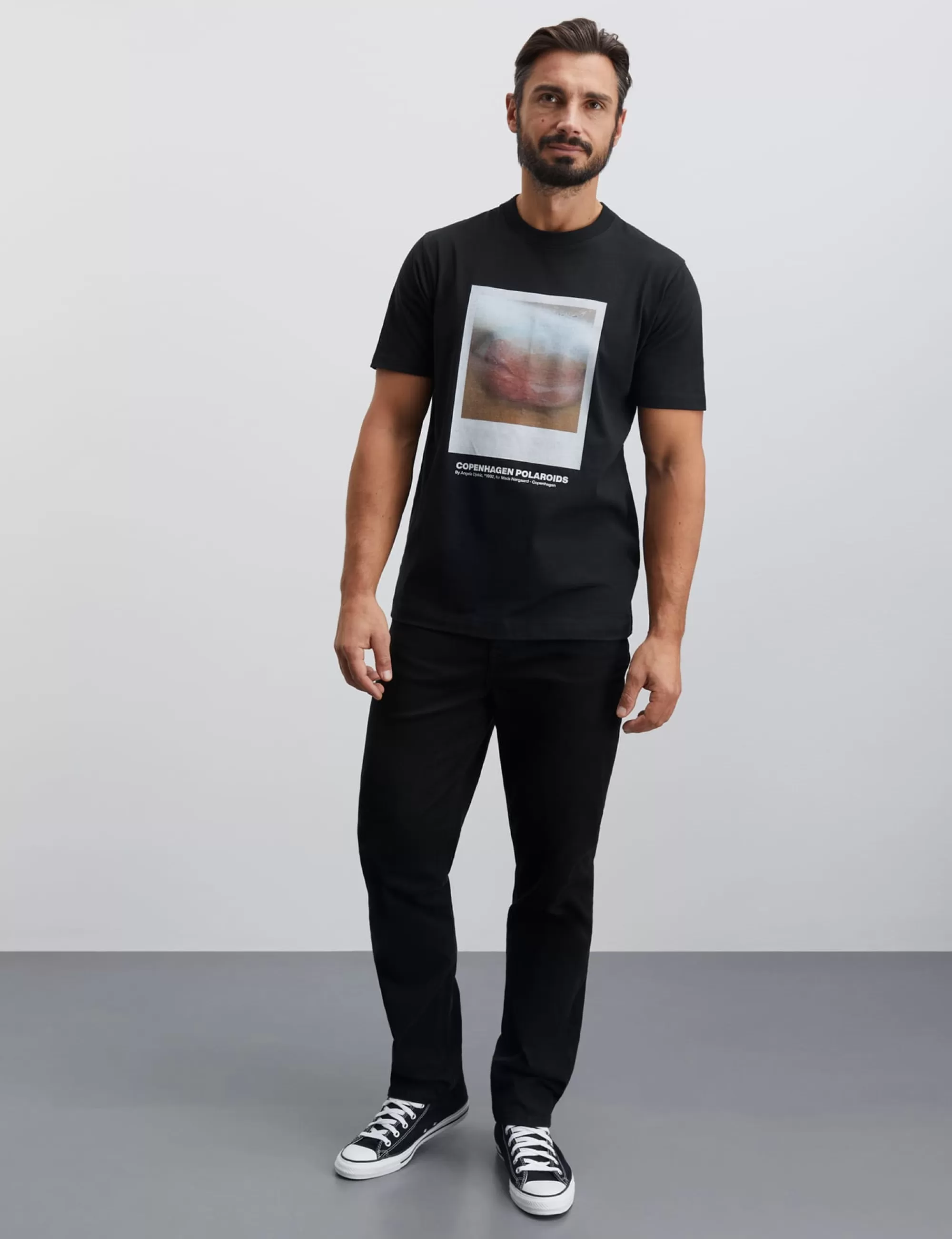 MADS NØRGAARD Cotton Jersey Frode Poloroide Tee Black Flash Sale