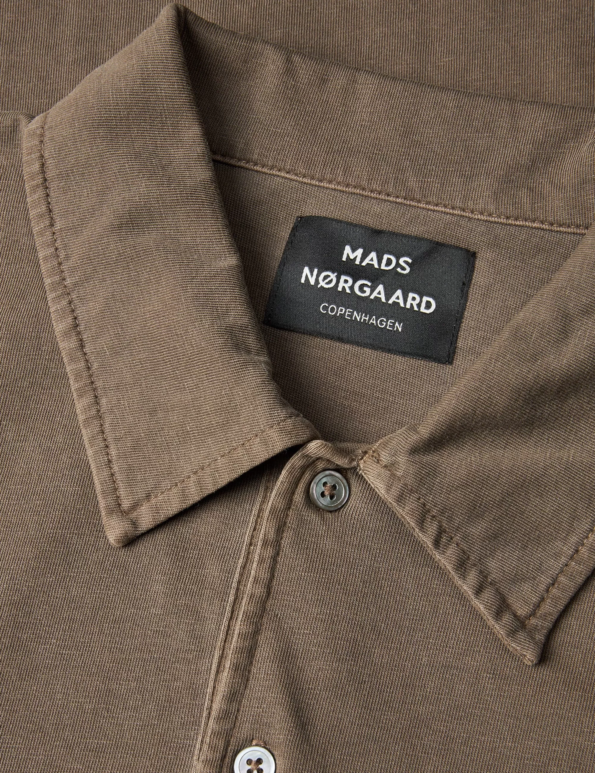 MADS NØRGAARD Cotton Jersey Pigment Dye Polo Tee LS Desert Palm New