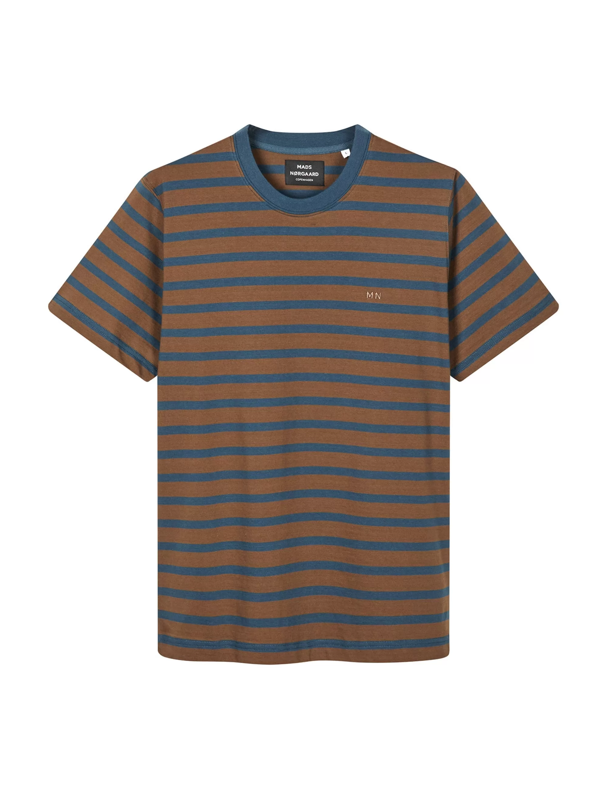 MADS NØRGAARD Cotton Jersey Stripe Frode Tee Midnight Navy/Desert Palm Cheap