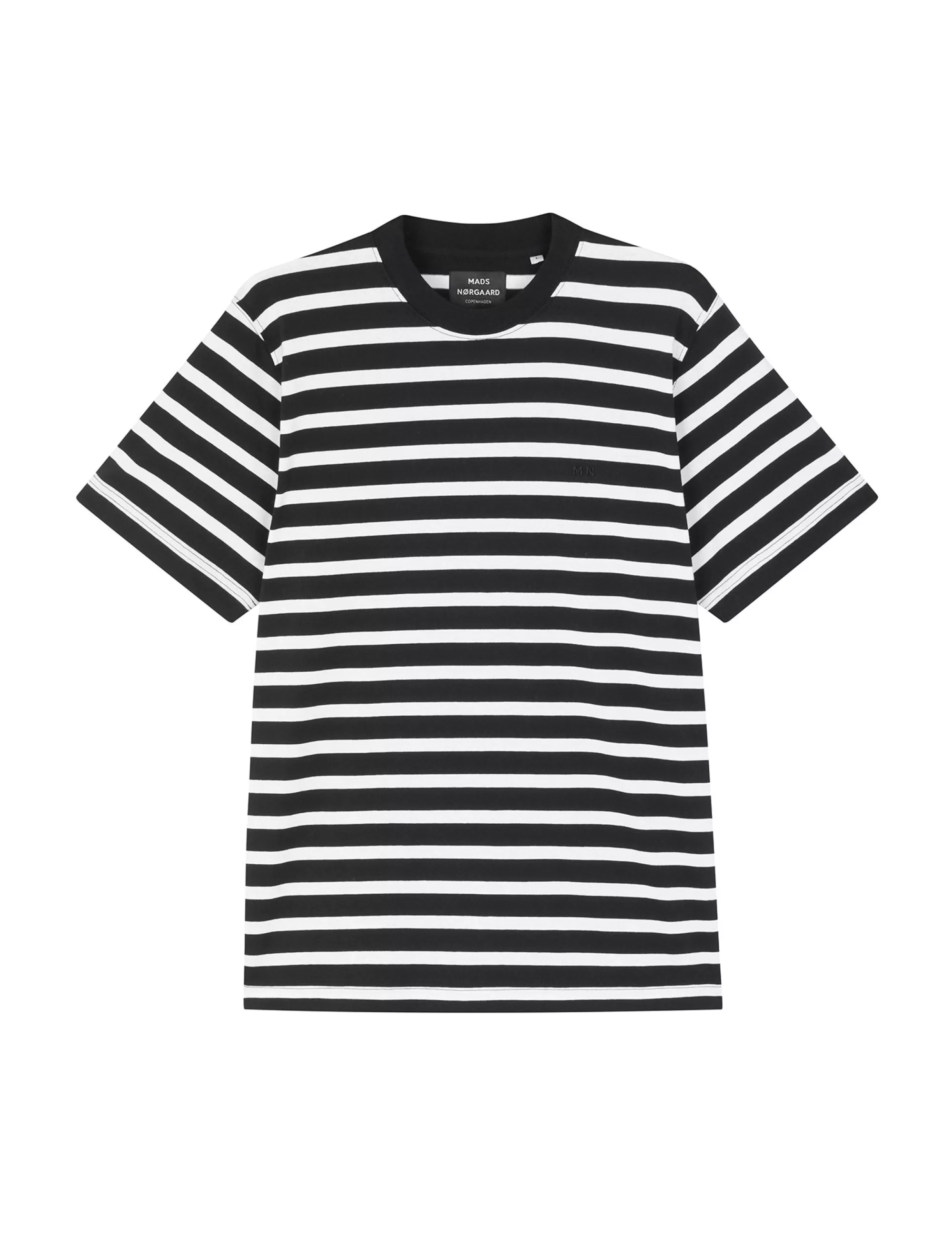 MADS NØRGAARD Cotton Jersey Stripe Frode Tee White/Black New