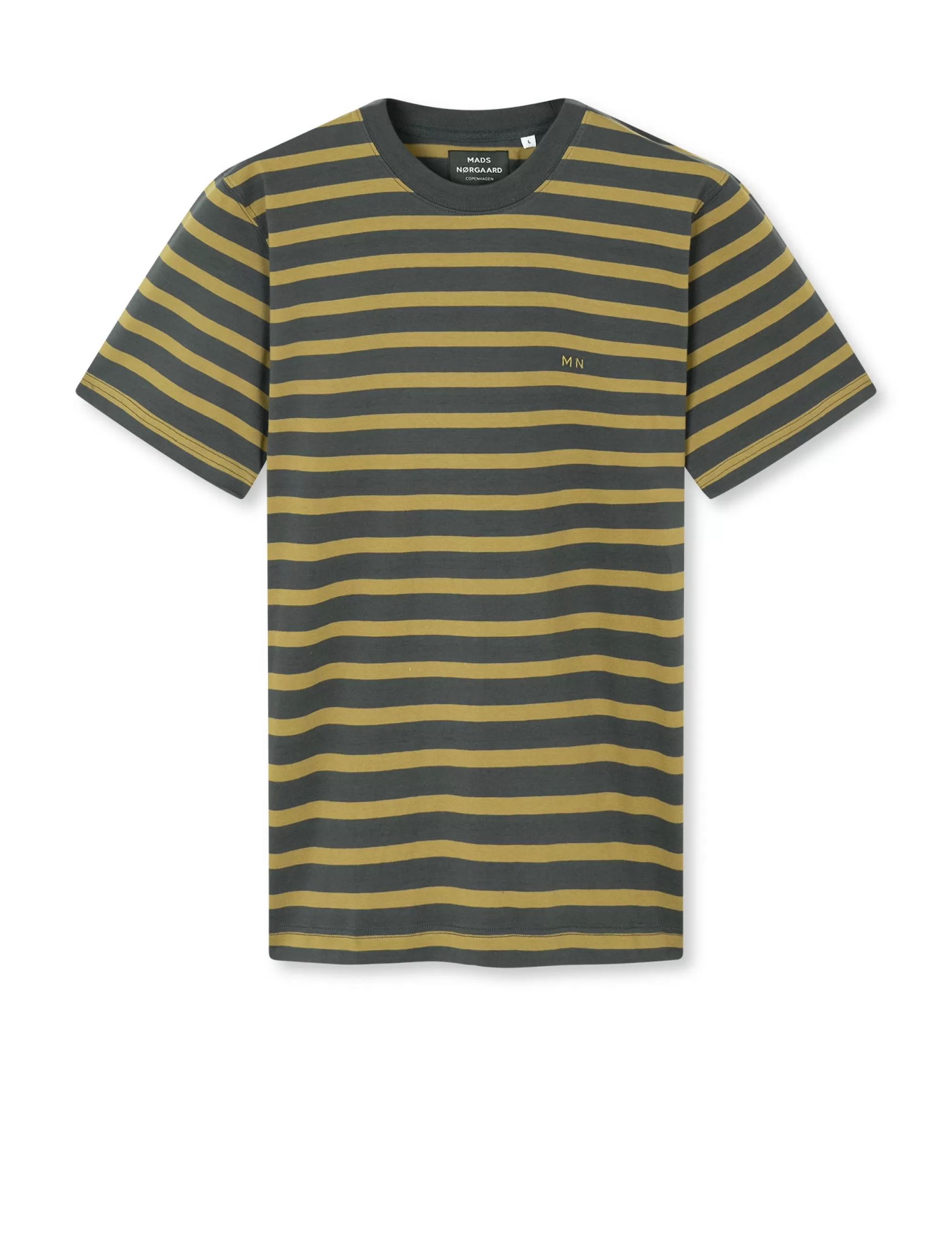 MADS NØRGAARD Cotton Jersey Stripe Frode Tee Willow/Black Oyster Hot