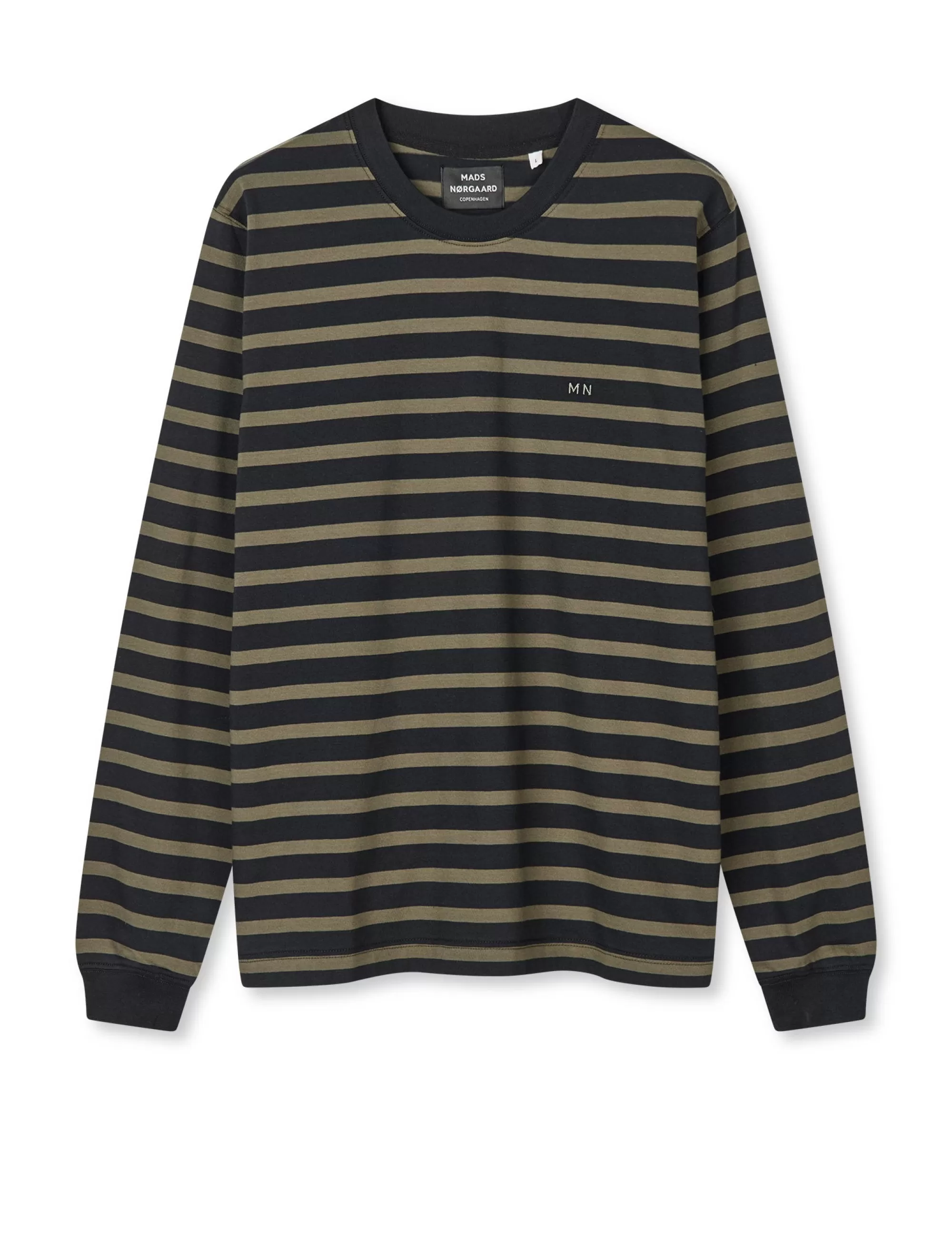 MADS NØRGAARD Cotton Jersey Stripe Frode Tee LS Kalamata/Jet Black Sale