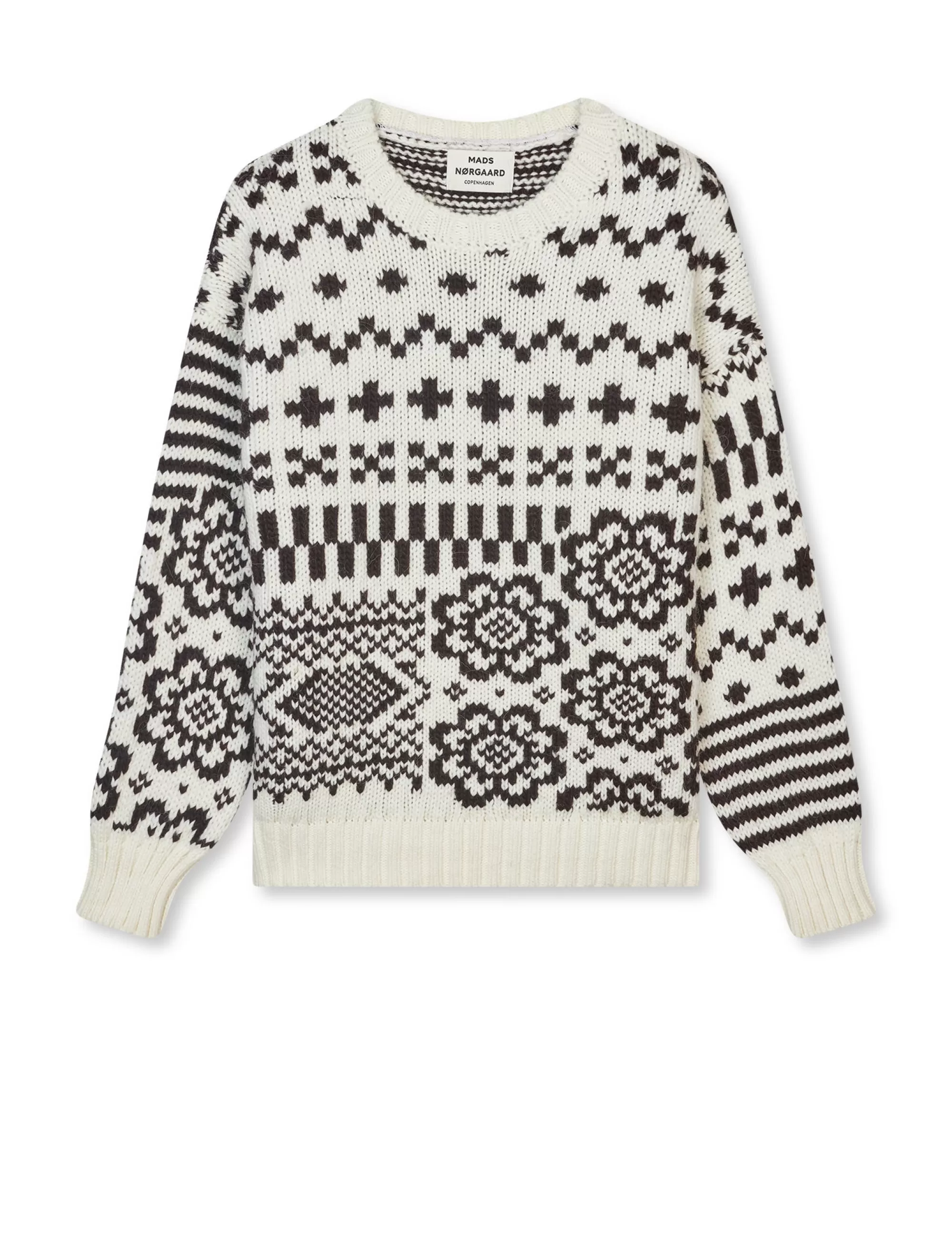 MADS NØRGAARD Crash Lefur Sweater White/Black Coffee Outlet