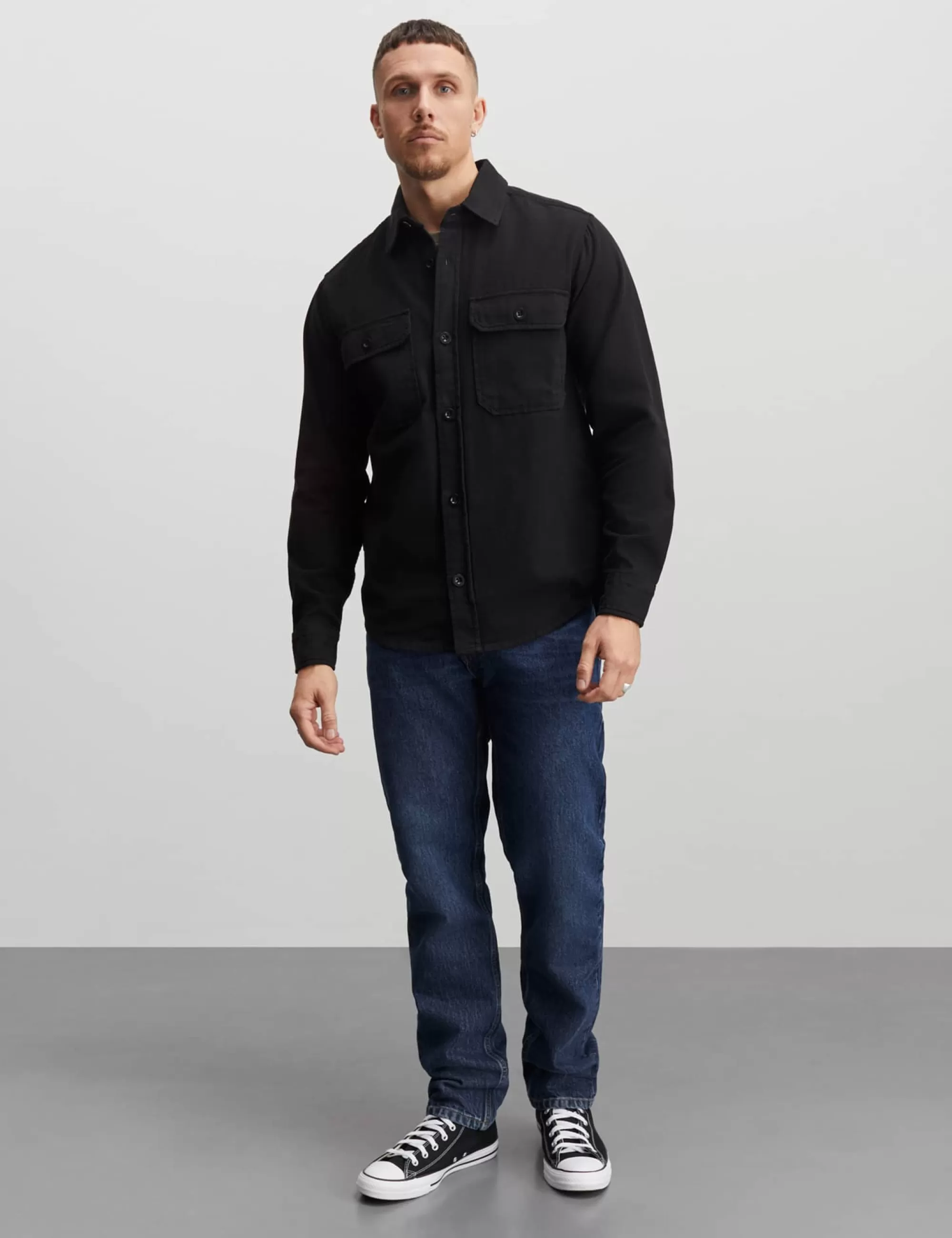 MADS NØRGAARD Dyed Canvas Skyler Shirt Black Cheap