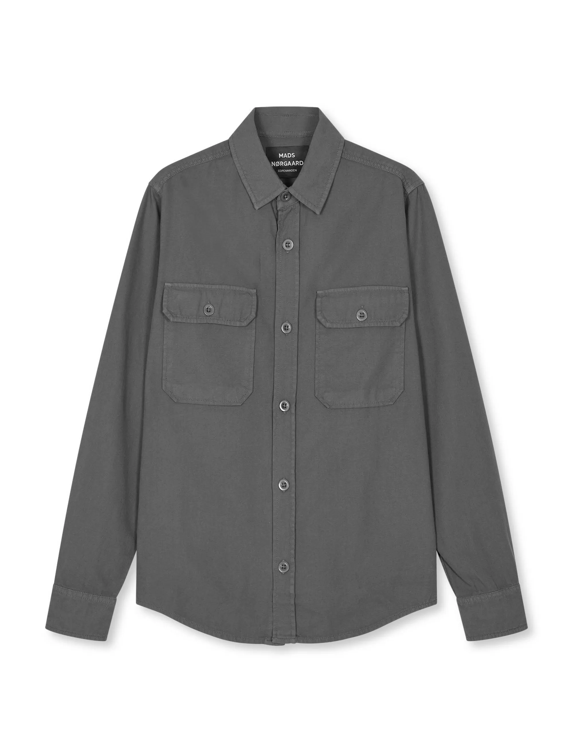 MADS NØRGAARD Dyed Canvas Skyler Shirt Charcoal Gray New