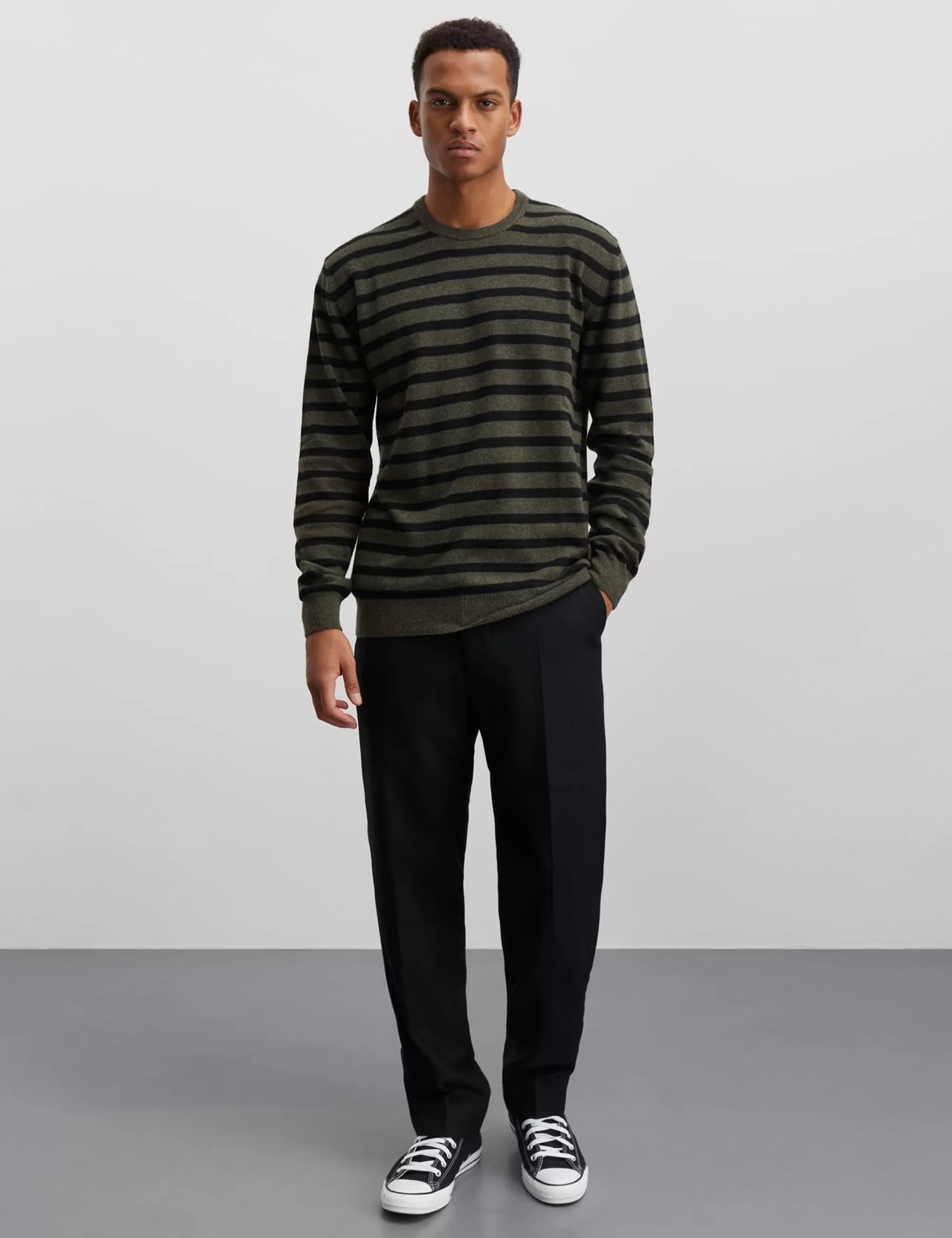 MADS NØRGAARD Eco Wool Karsten Stripe Knit Beluga/Black Sale