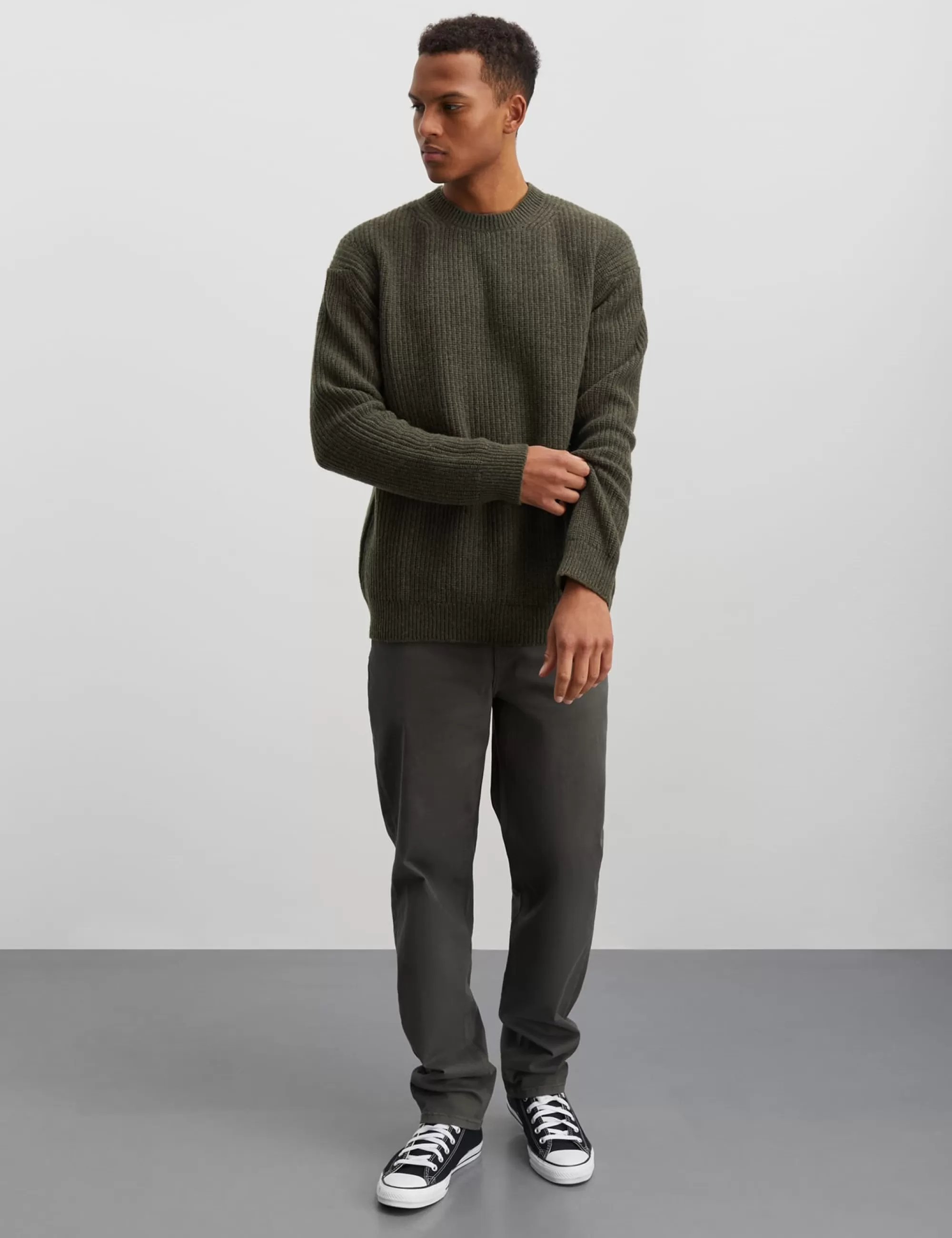 MADS NØRGAARD Eco Wool Vilhelm Knit Beluga Cheap