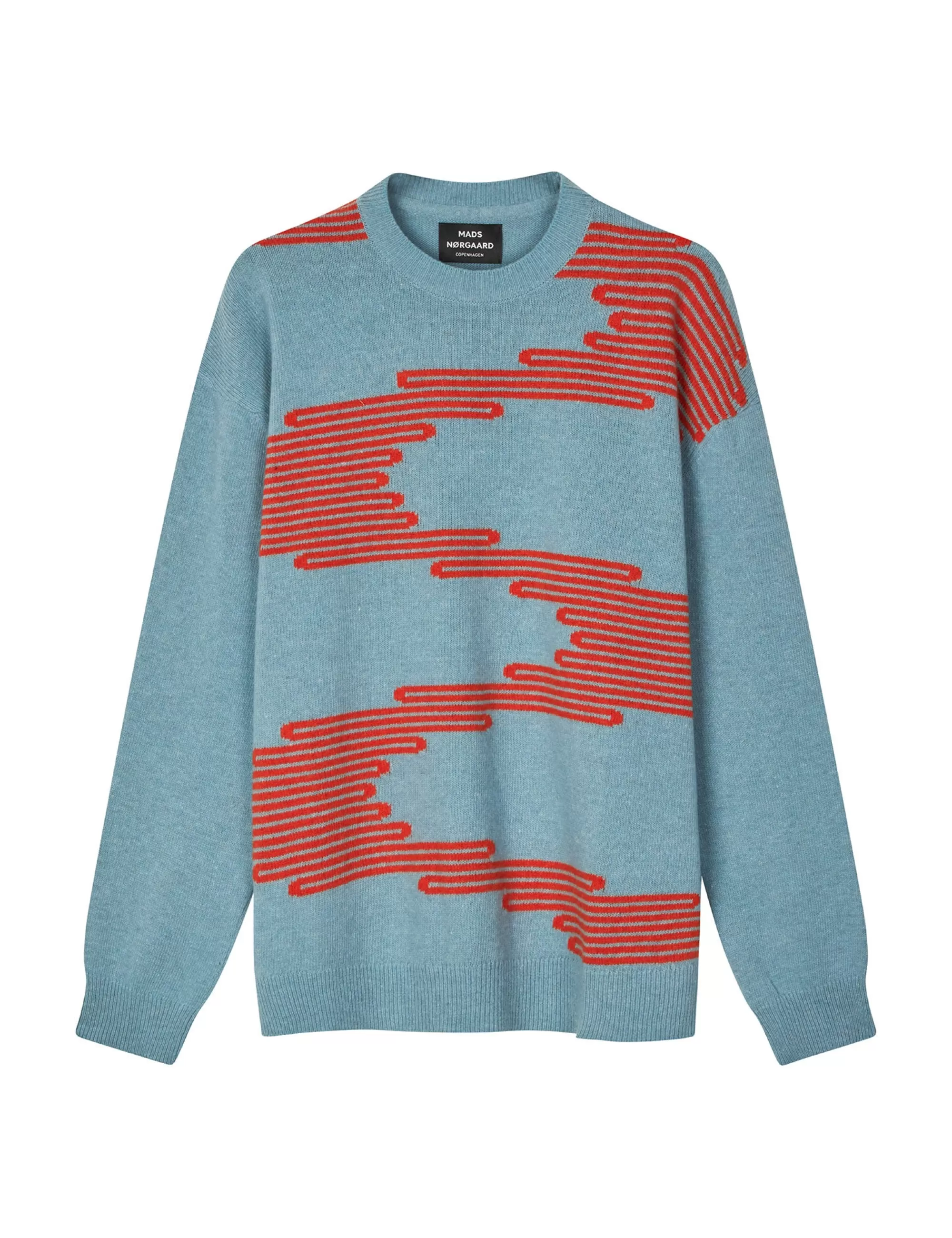 MADS NØRGAARD Eco Wool Vilhelm Lines Knit Slate Flash Sale