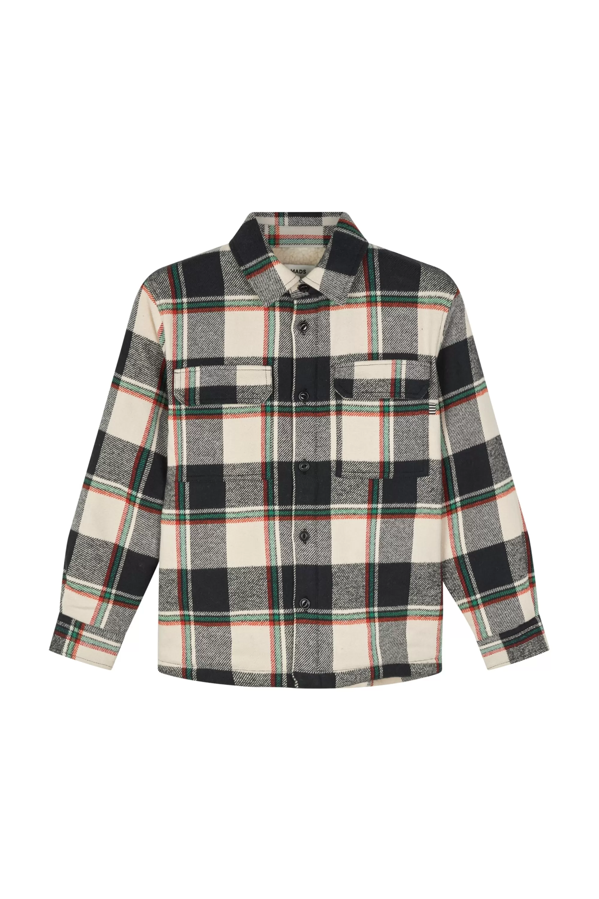 MADS NØRGAARD Flannel Teddy Seth Shirt Black Check New