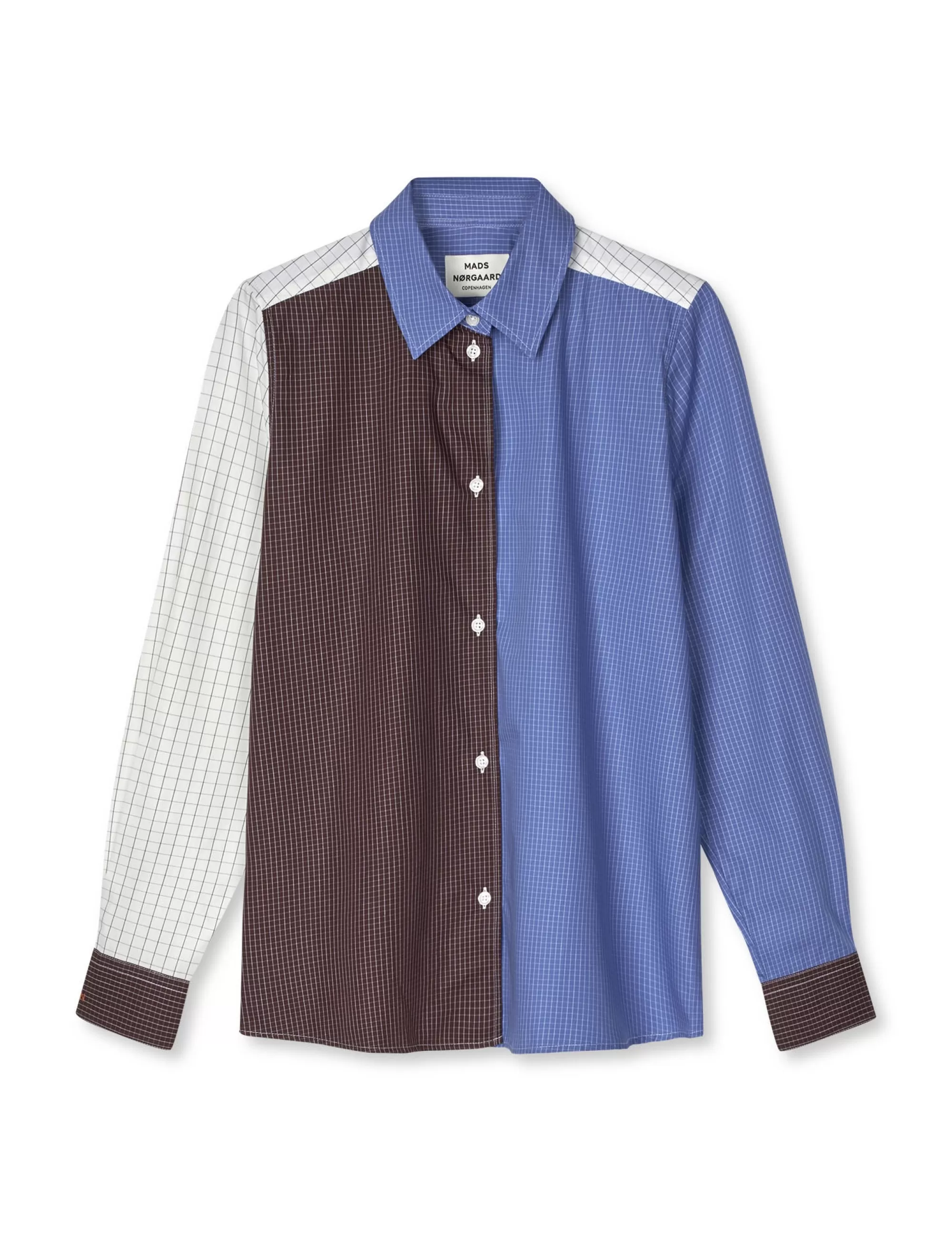 MADS NØRGAARD Grid Crane Shirt YD Grid/Amparo Blue Fashion