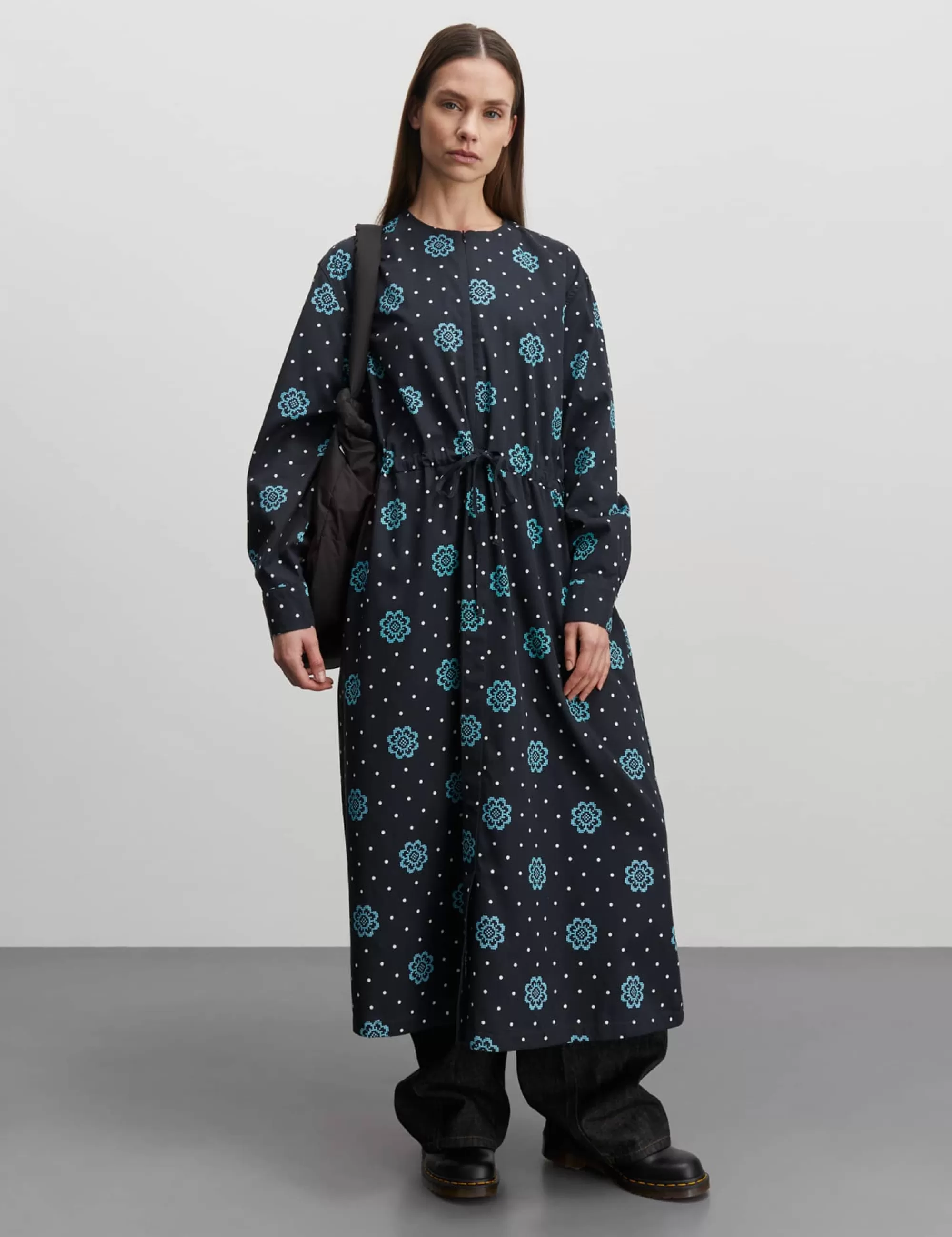 MADS NØRGAARD Leo Twill Asa Dress AOP Pixel Flower Dot AOP/Black Store