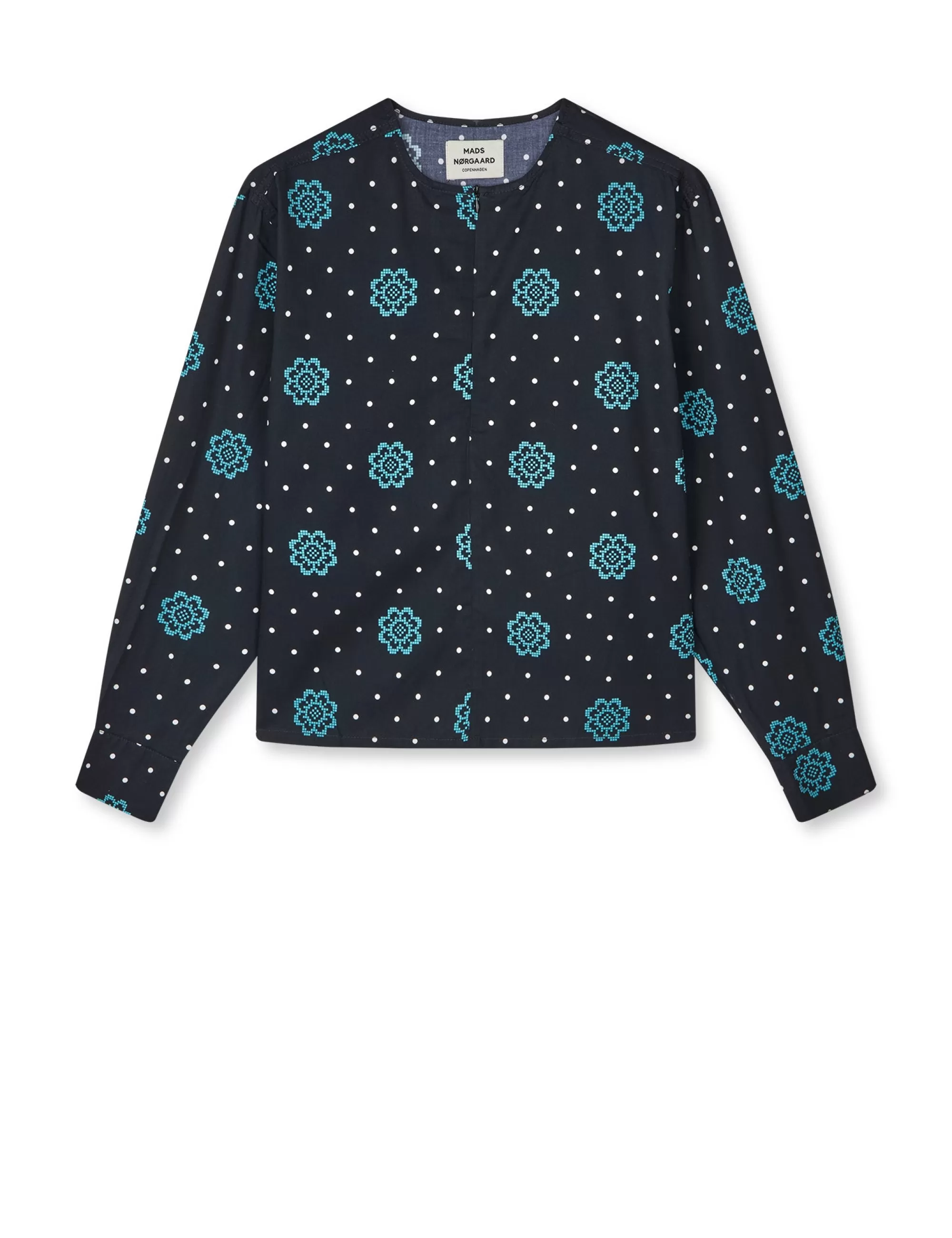 MADS NØRGAARD Leo Twill Frey Shirt AOP Pixel Flower Dot AOP/Black Sale