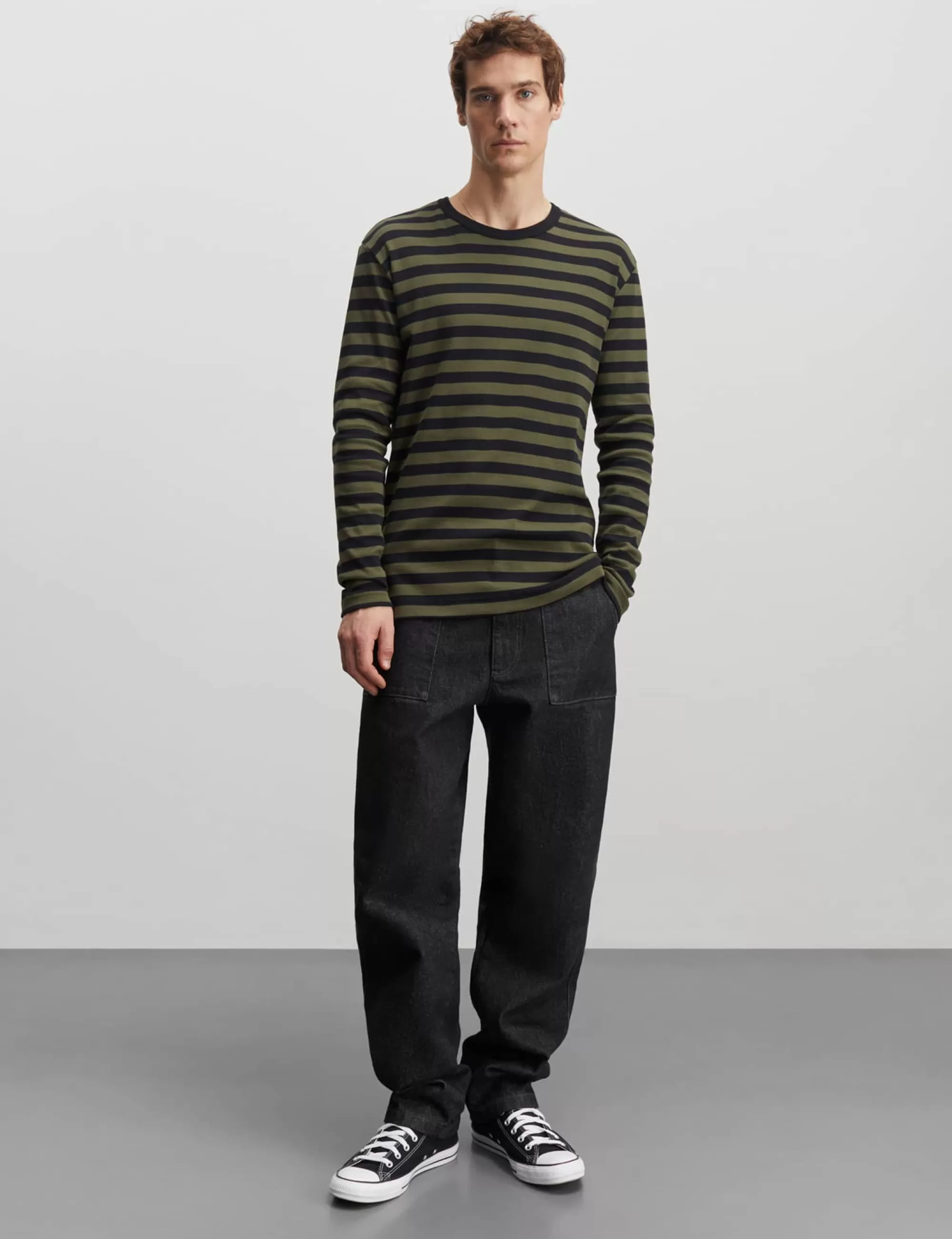 MADS NØRGAARD Midi Rib Tobias Tee LS Kalamata/Jet Black Cheap