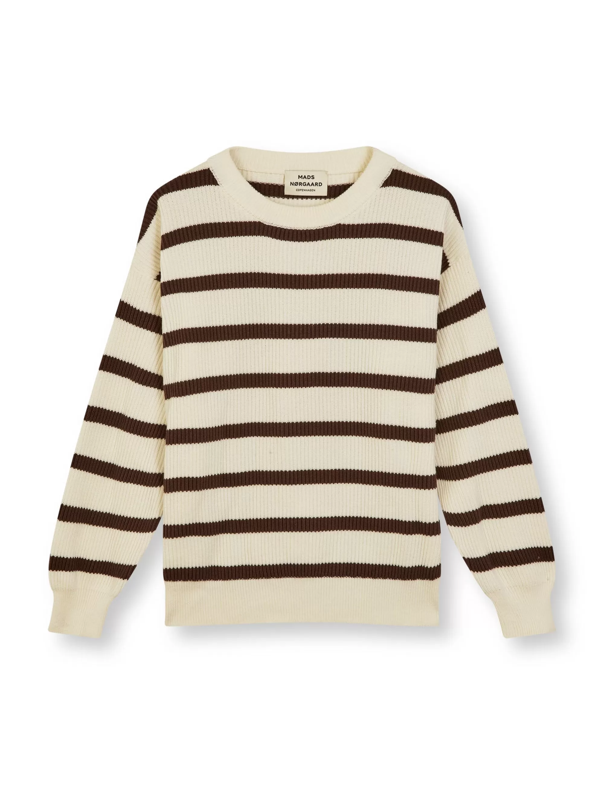 MADS NØRGAARD Nivi Eco Lindy Stripe Sweater Vanilla Ice/Cambridge Brown Store