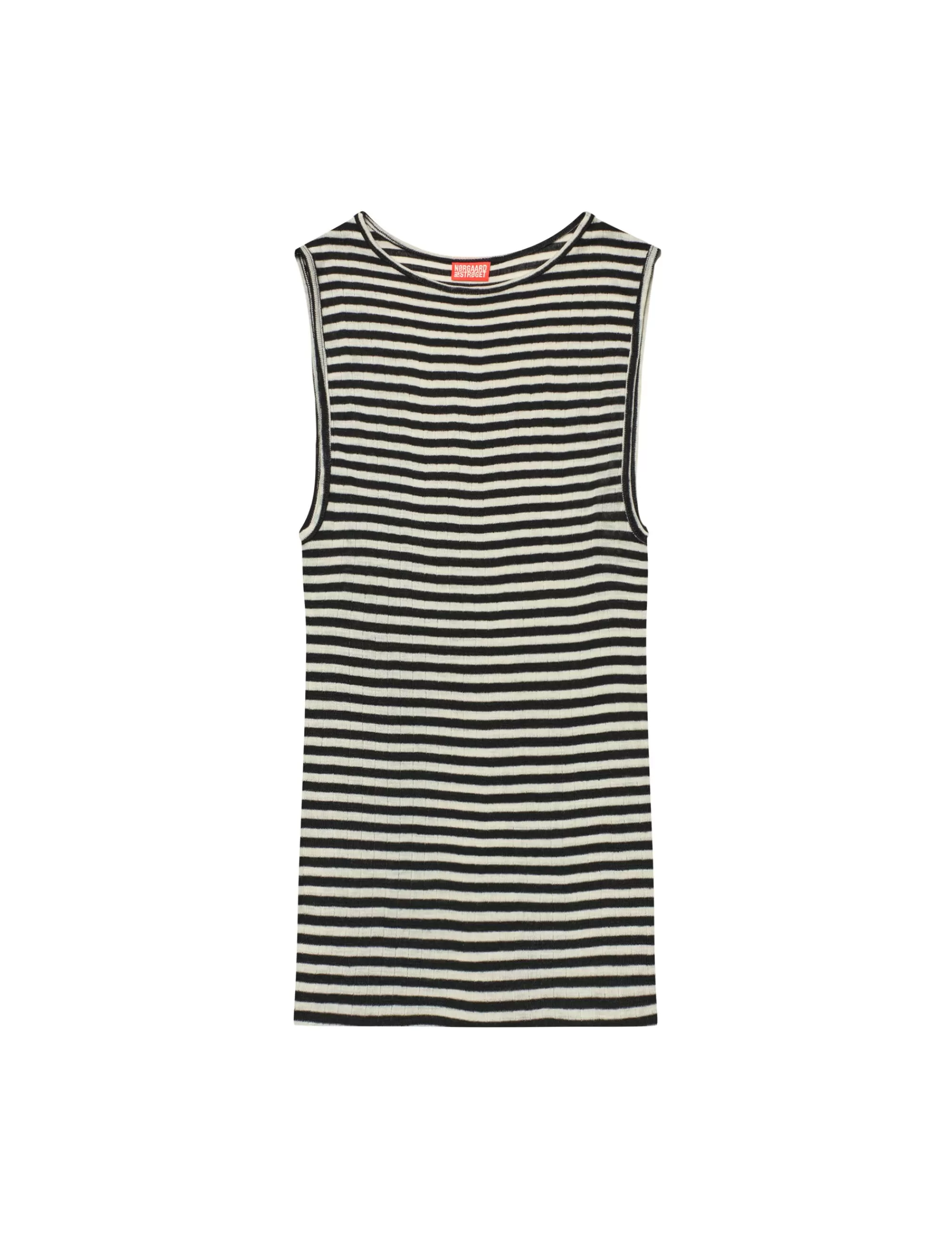 MADS NØRGAARD NPS Tank Top Wool Black/Ecru Stripe Store