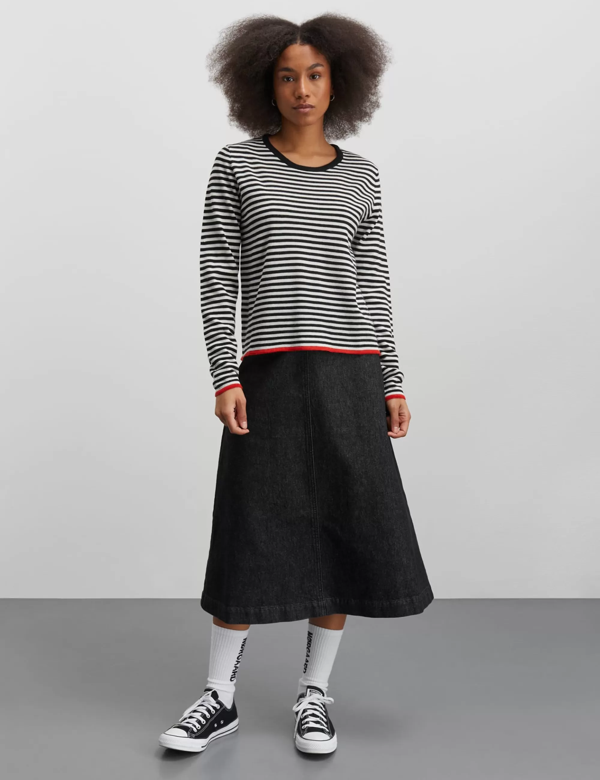 MADS NØRGAARD One Stripe Ellis Knit Black/Ecru Best