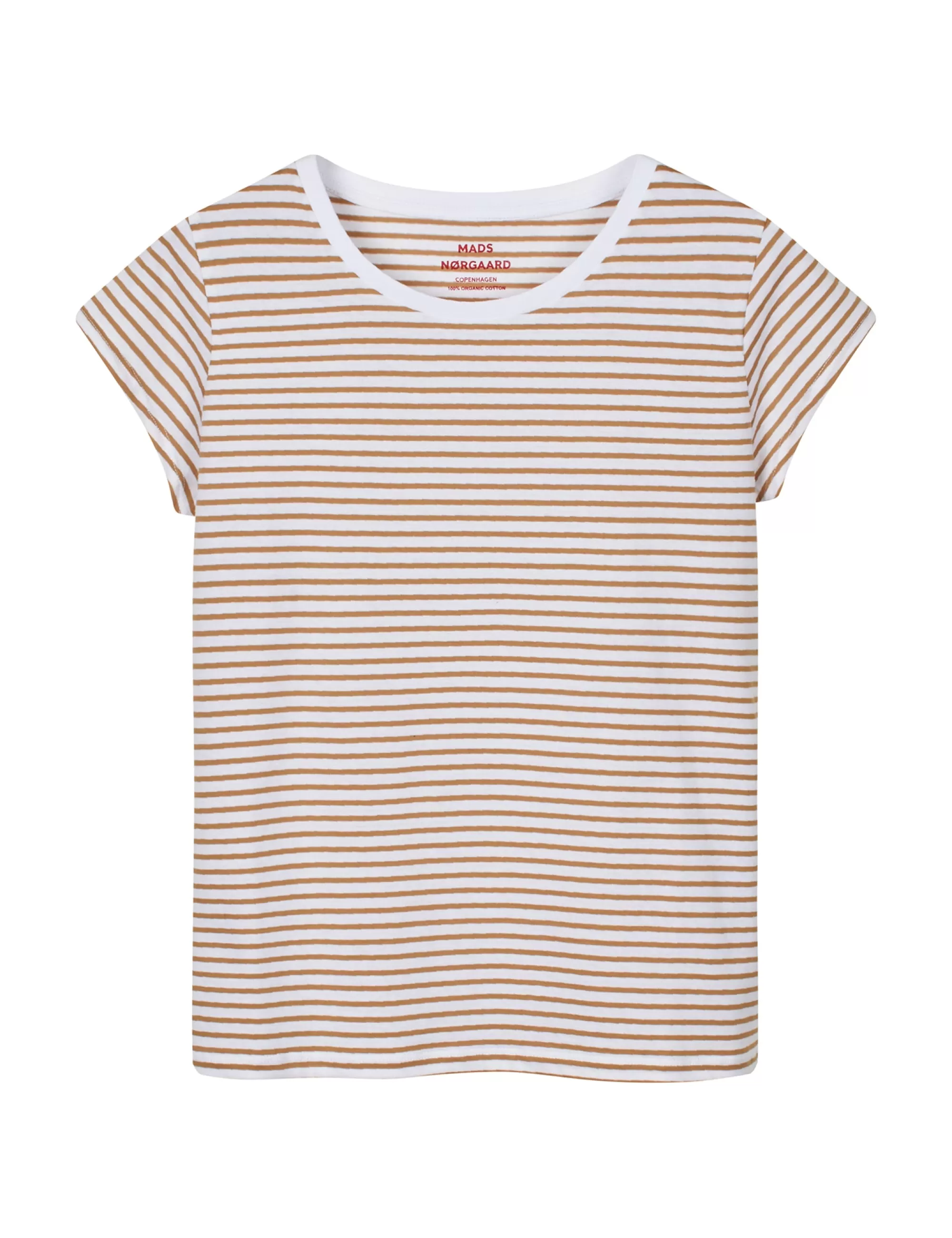 MADS NØRGAARD Organic Jersey Stripe Teasy Tee FAV Brilliant White/Tiger's Eye Flash Sale