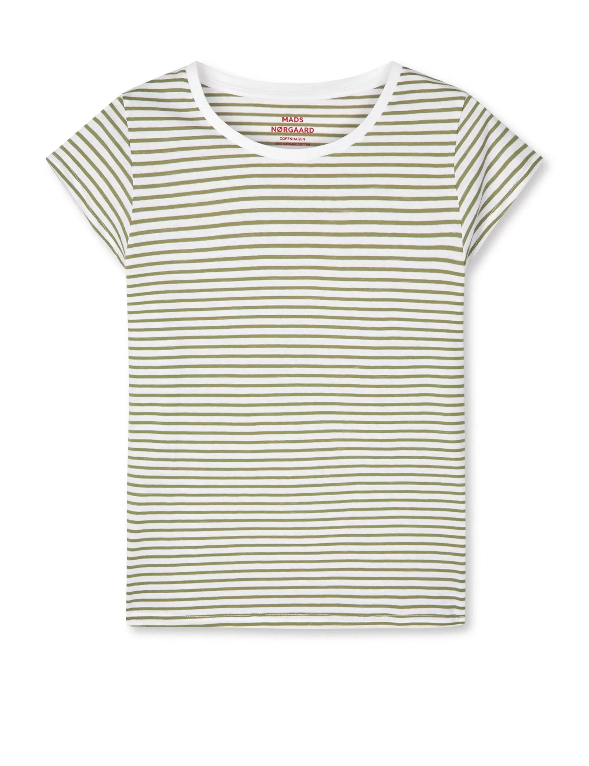 MADS NØRGAARD Organic Jersey Stripe Teasy Tee FAV Brilliant White/Martini Olive Online