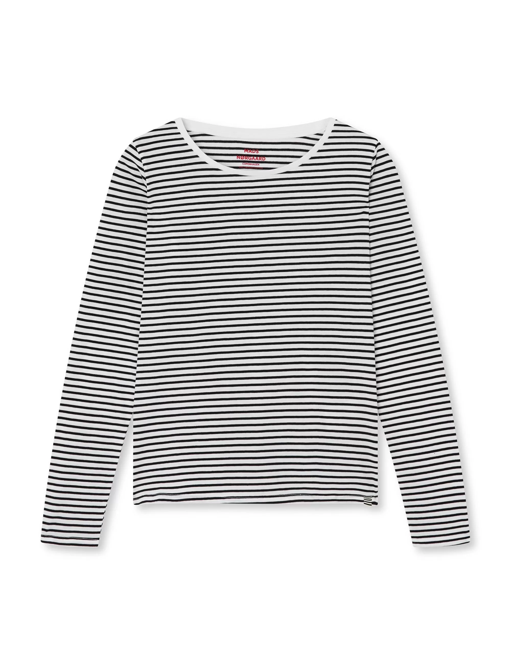 MADS NØRGAARD Organic Jersey Stripe Tenna Tee LS FAV White/Black Hot