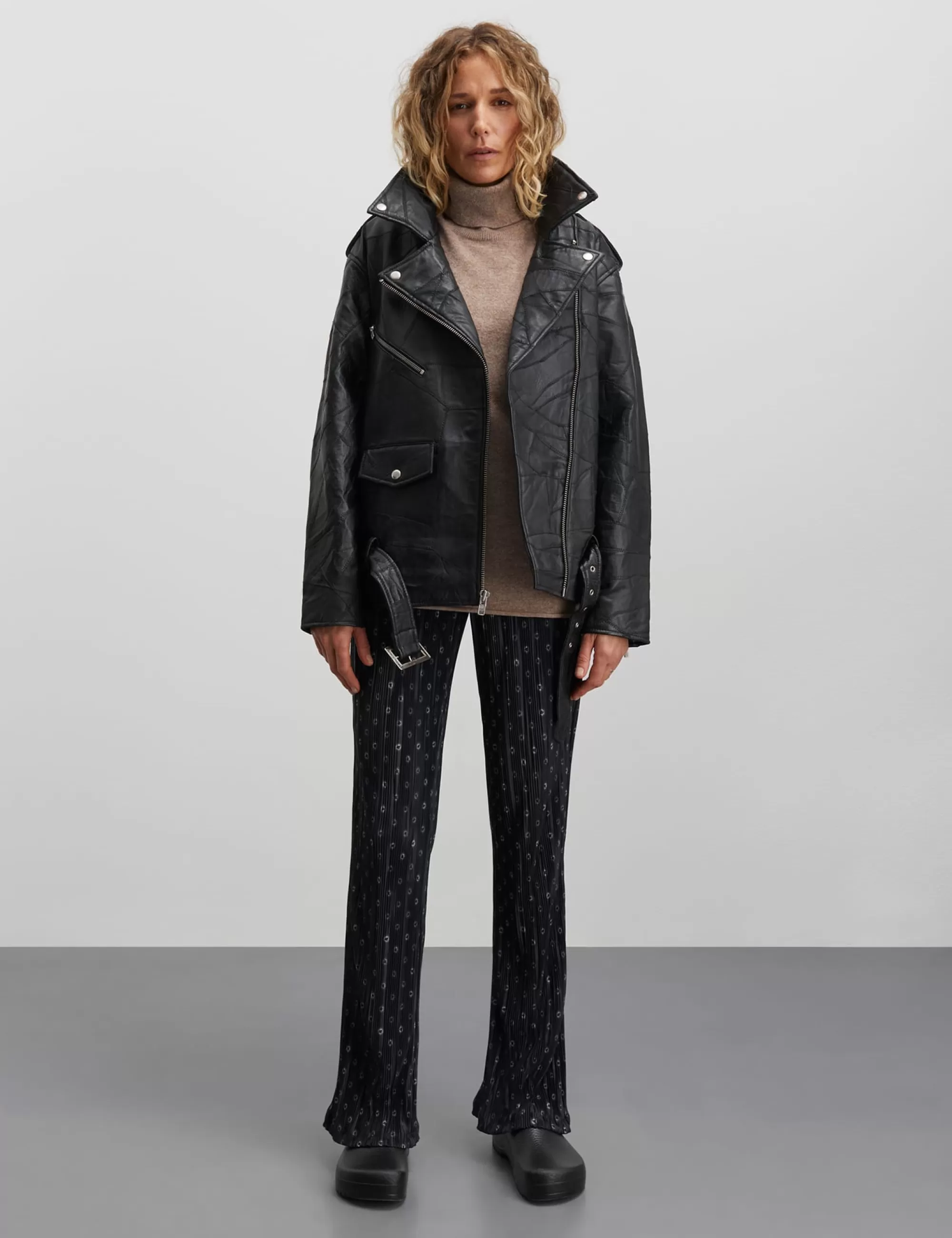 MADS NØRGAARD Patch Leather Berline Jacket Black Sale