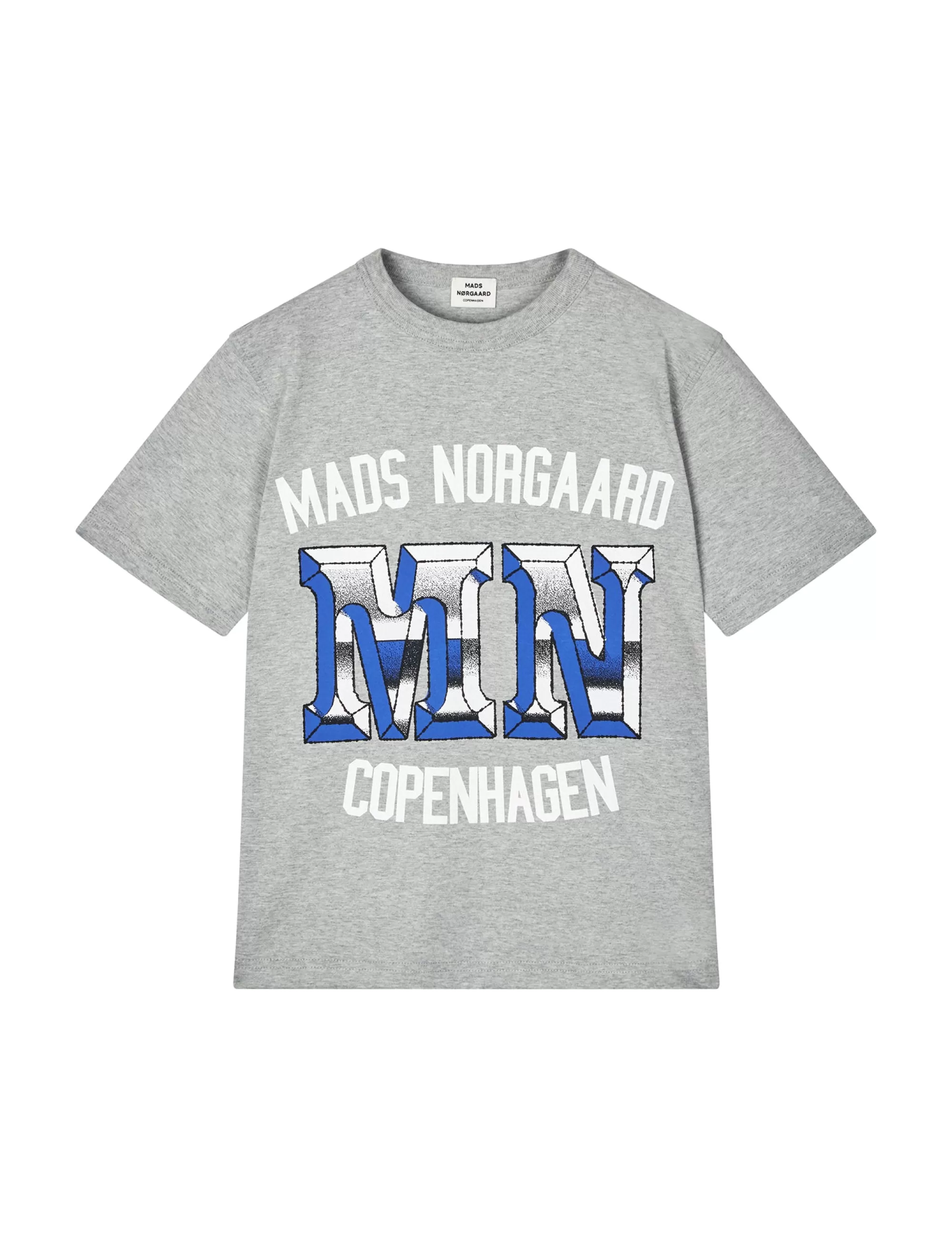 MADS NØRGAARD Printed Tee Theo Tee Light Grey Melange Outlet