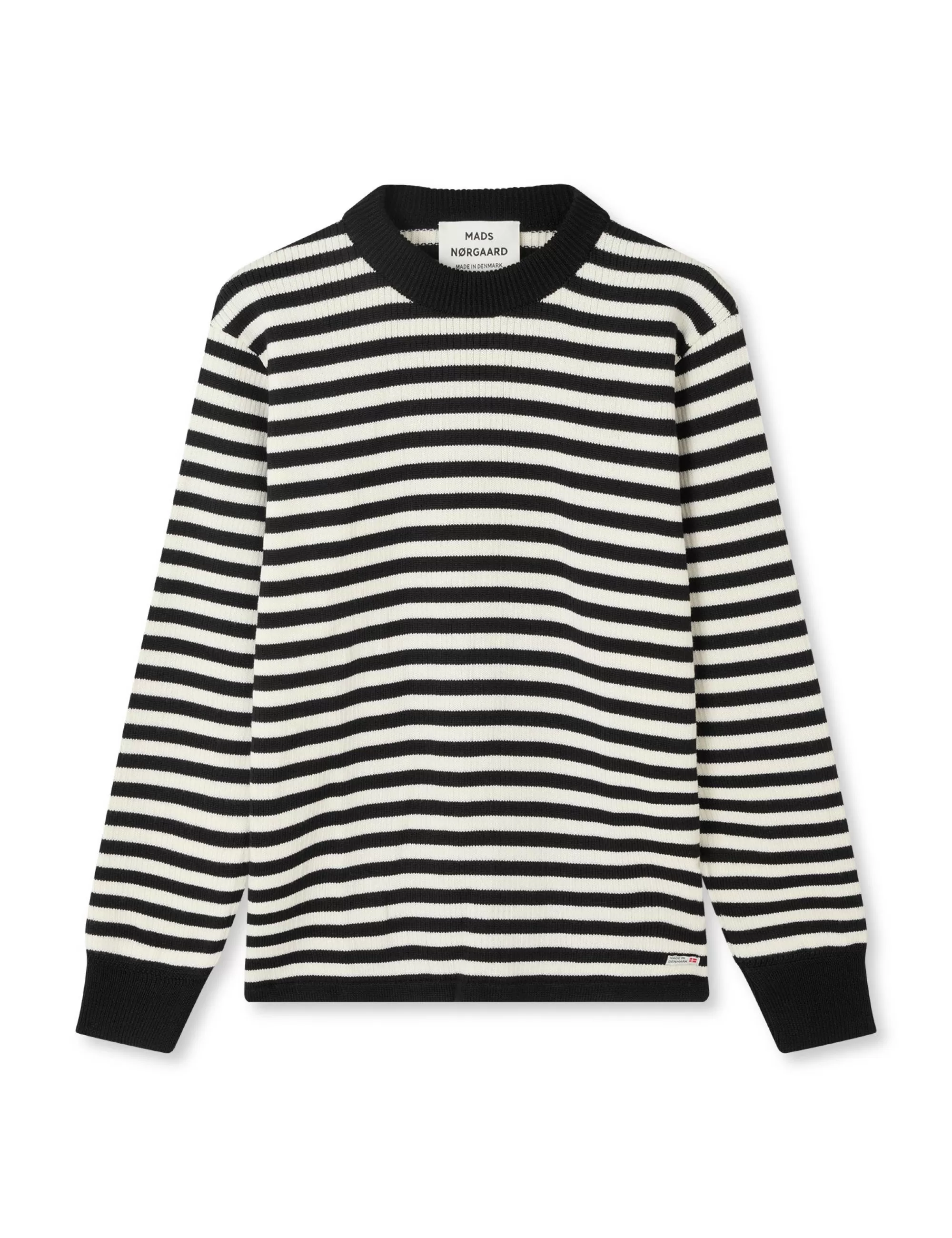 MADS NØRGAARD Sailor Wool Cass Sweater Black / White Alyssum New