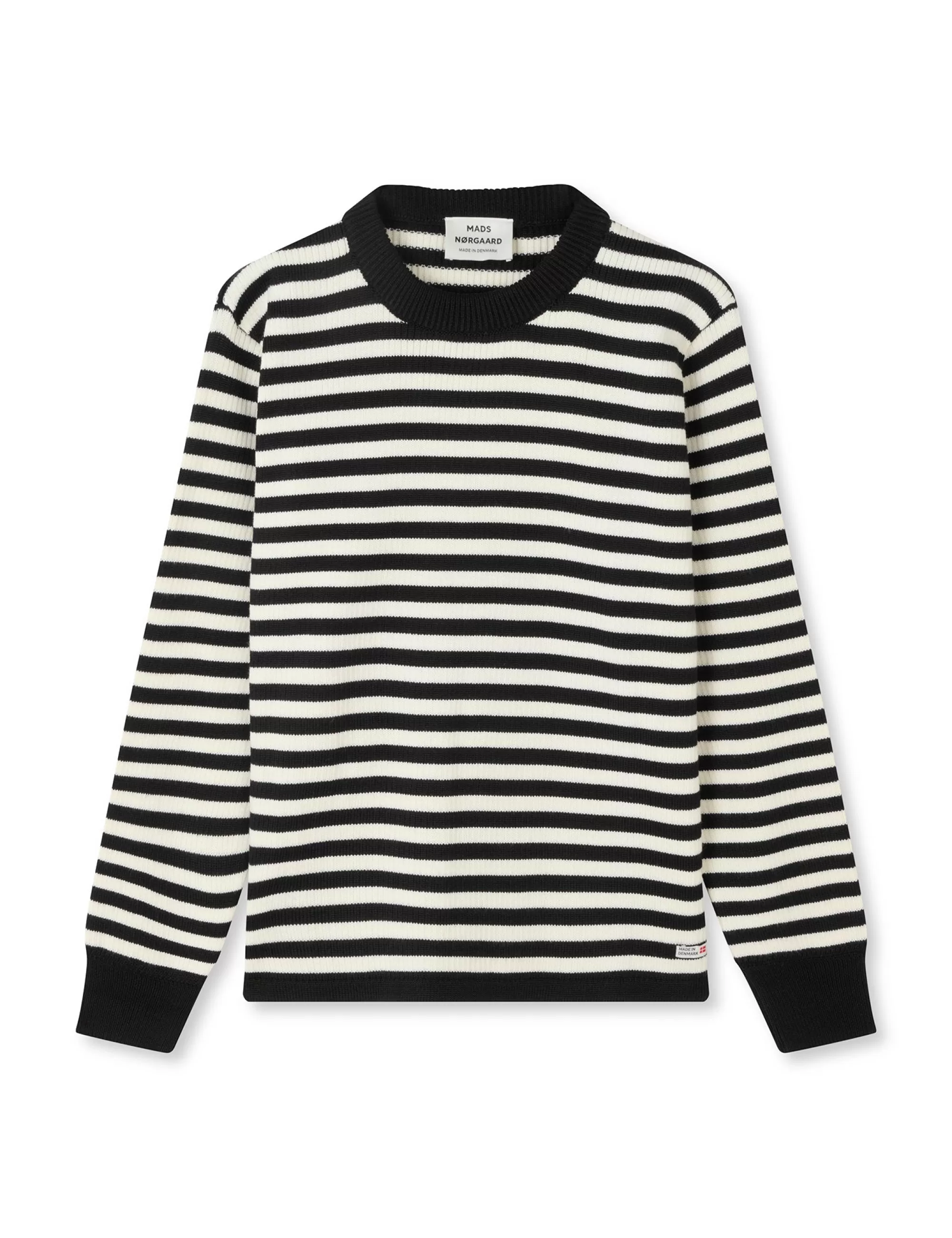 MADS NØRGAARD Sailor Wool Cast Sweater Black / White Alyssum Sale