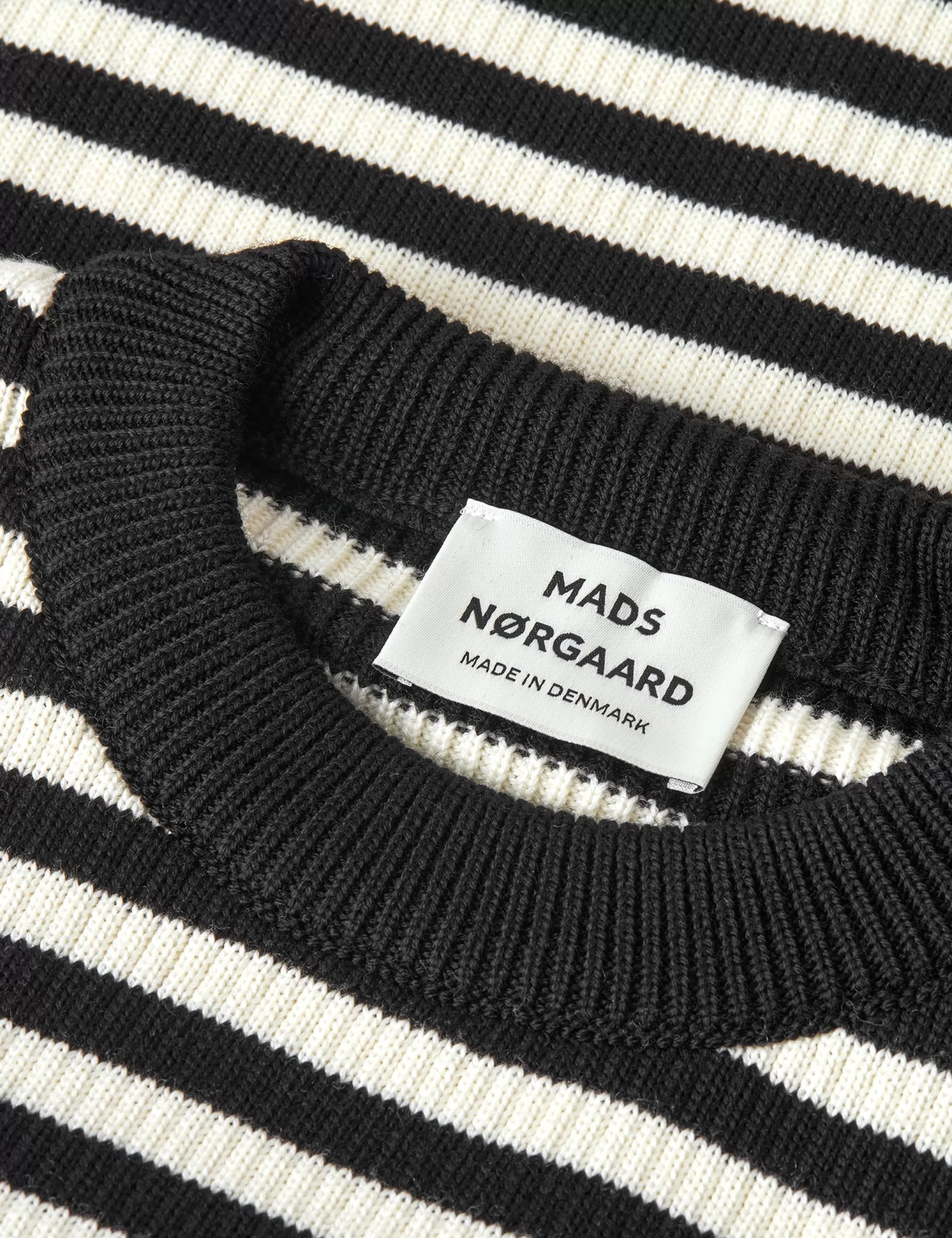 MADS NØRGAARD Sailor Wool Cast Sweater Black / White Alyssum Sale