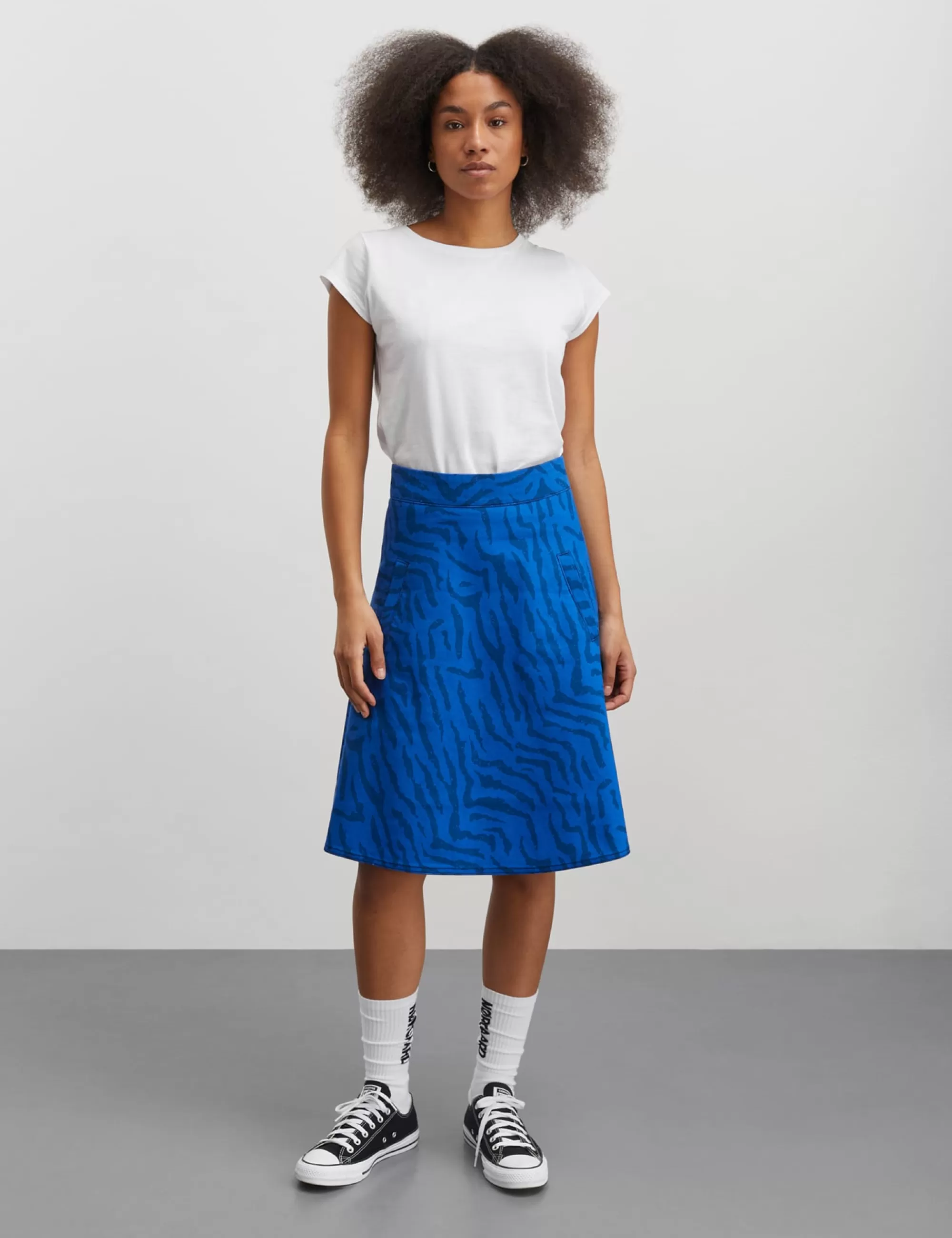 MADS NØRGAARD Sketch Denim Stelly Skirt Denim Zebra AOP/Olympian Blue New