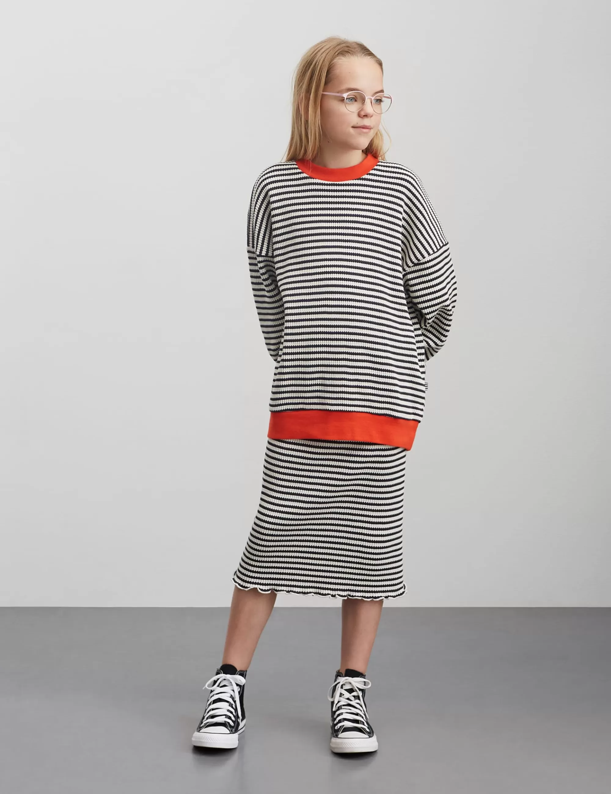 MADS NØRGAARD Slub Rib Helle Sweatshirt Deep Well/Vanilla Ice Sale