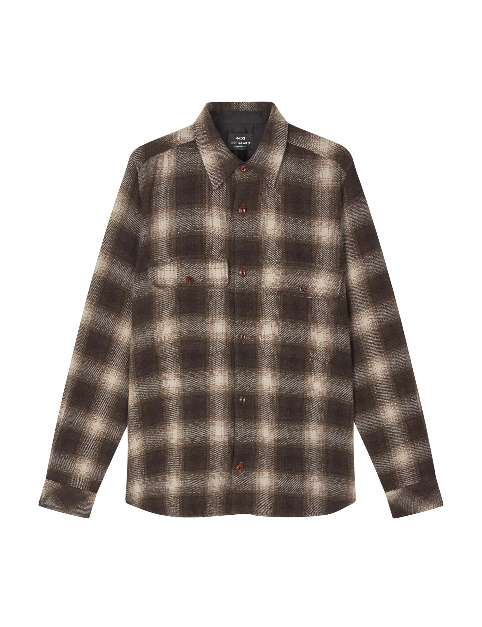 MADS NØRGAARD Soft Wool Noah Check Shirt Desert Palm Check Flash Sale