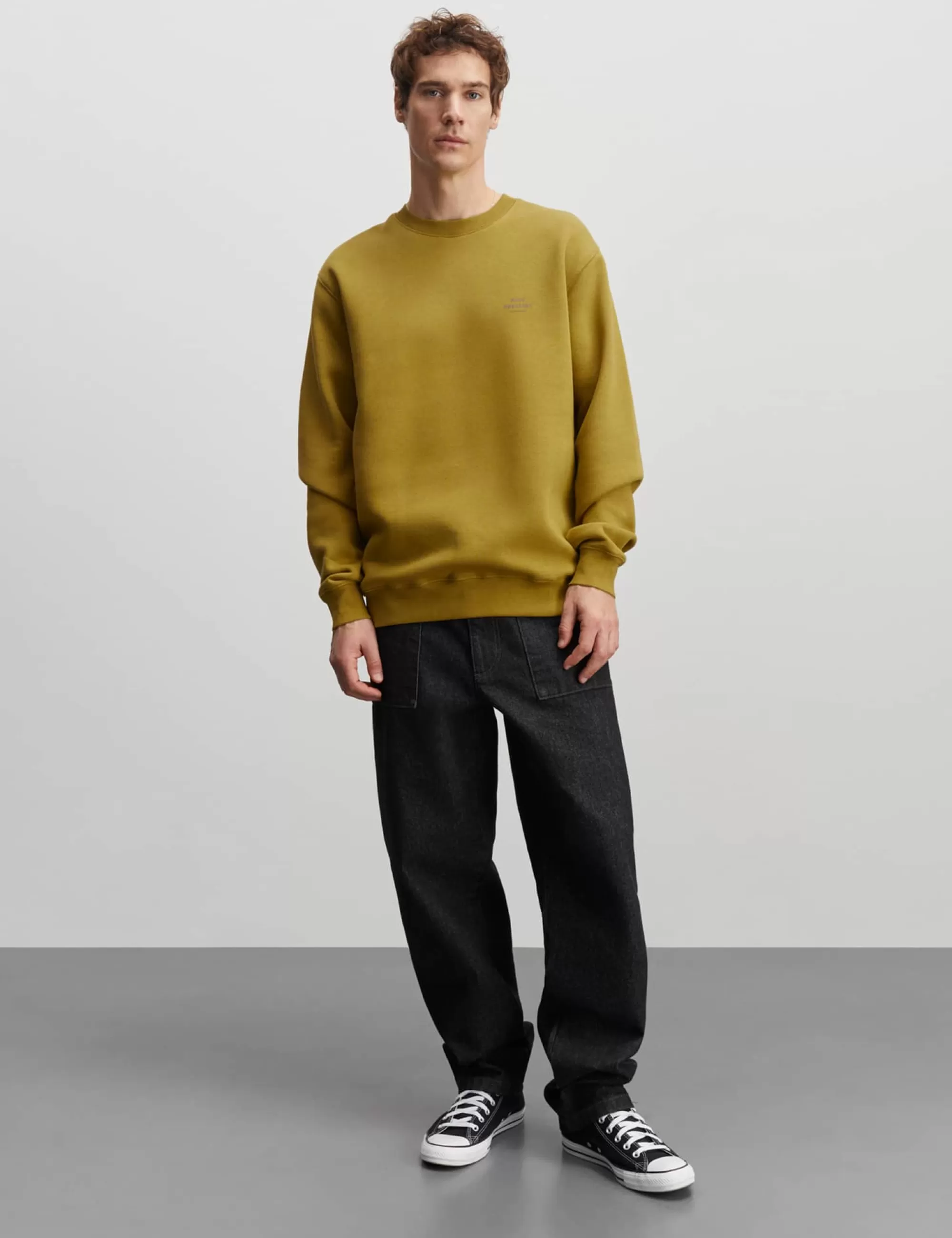 MADS NØRGAARD Standard Crew Logo Sweat Willow Flash Sale