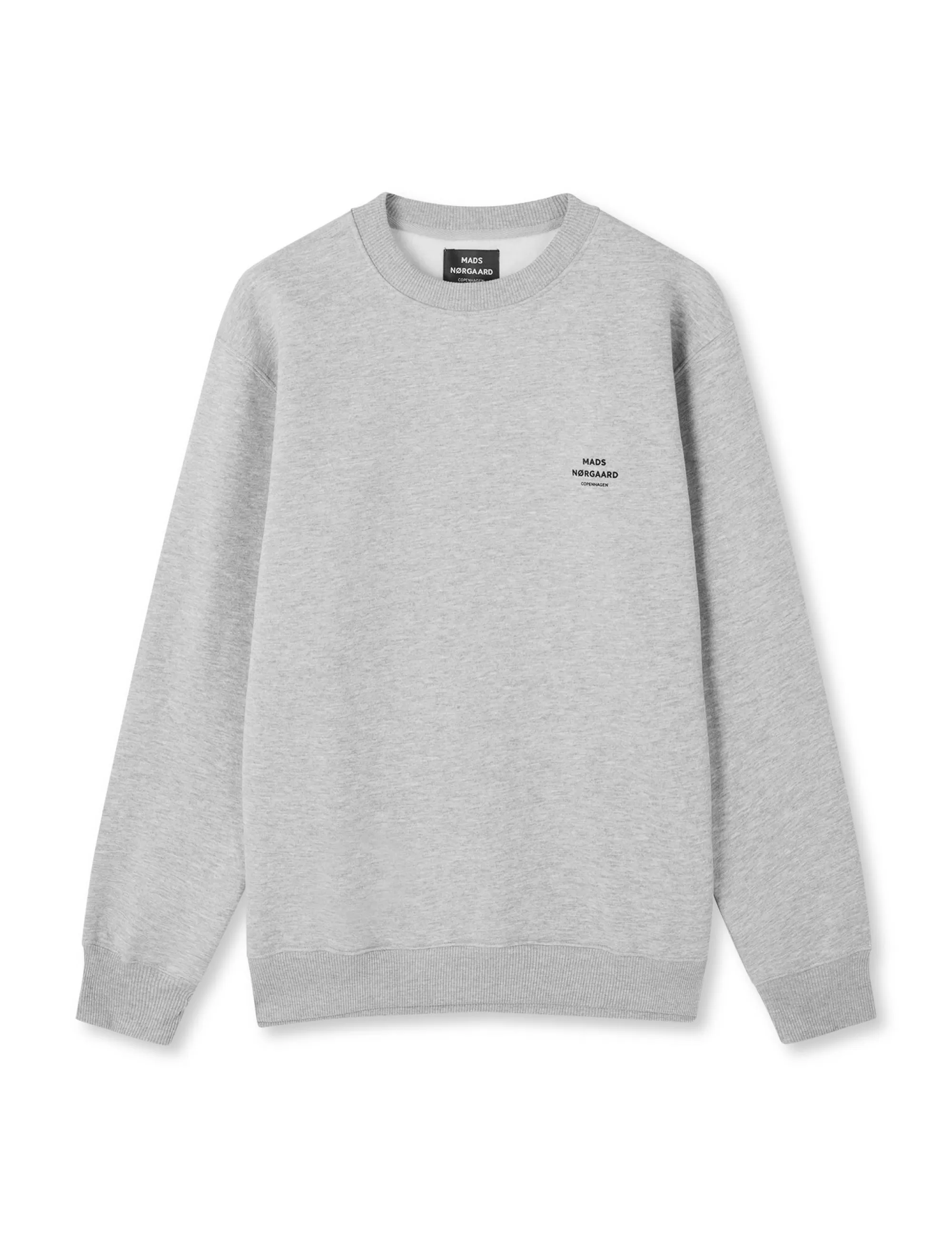 MADS NØRGAARD Standard Crew Logo Sweat Grey Melange Cheap