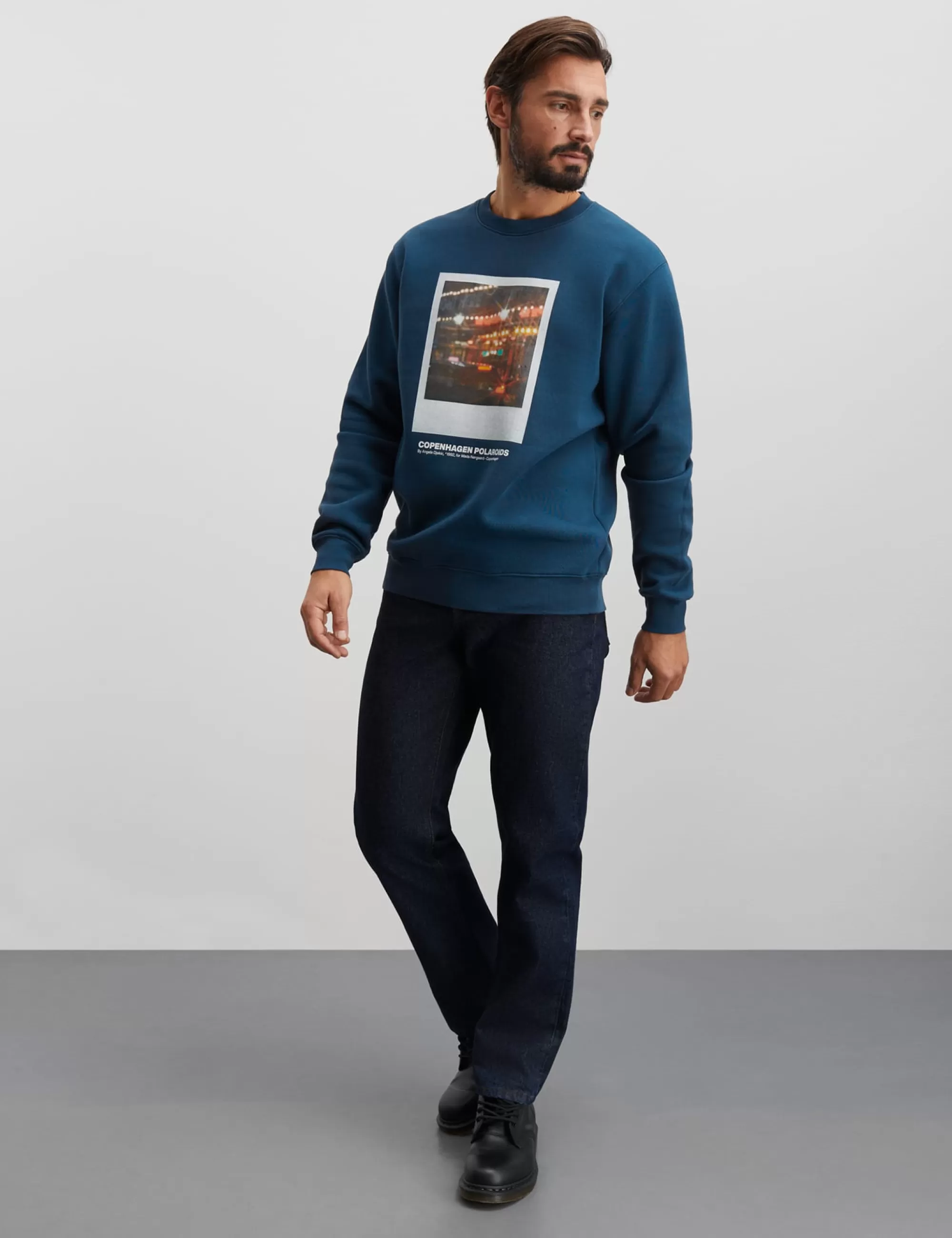 MADS NØRGAARD Standard Crew Poloroide Sweat Midnight Navy Cheap