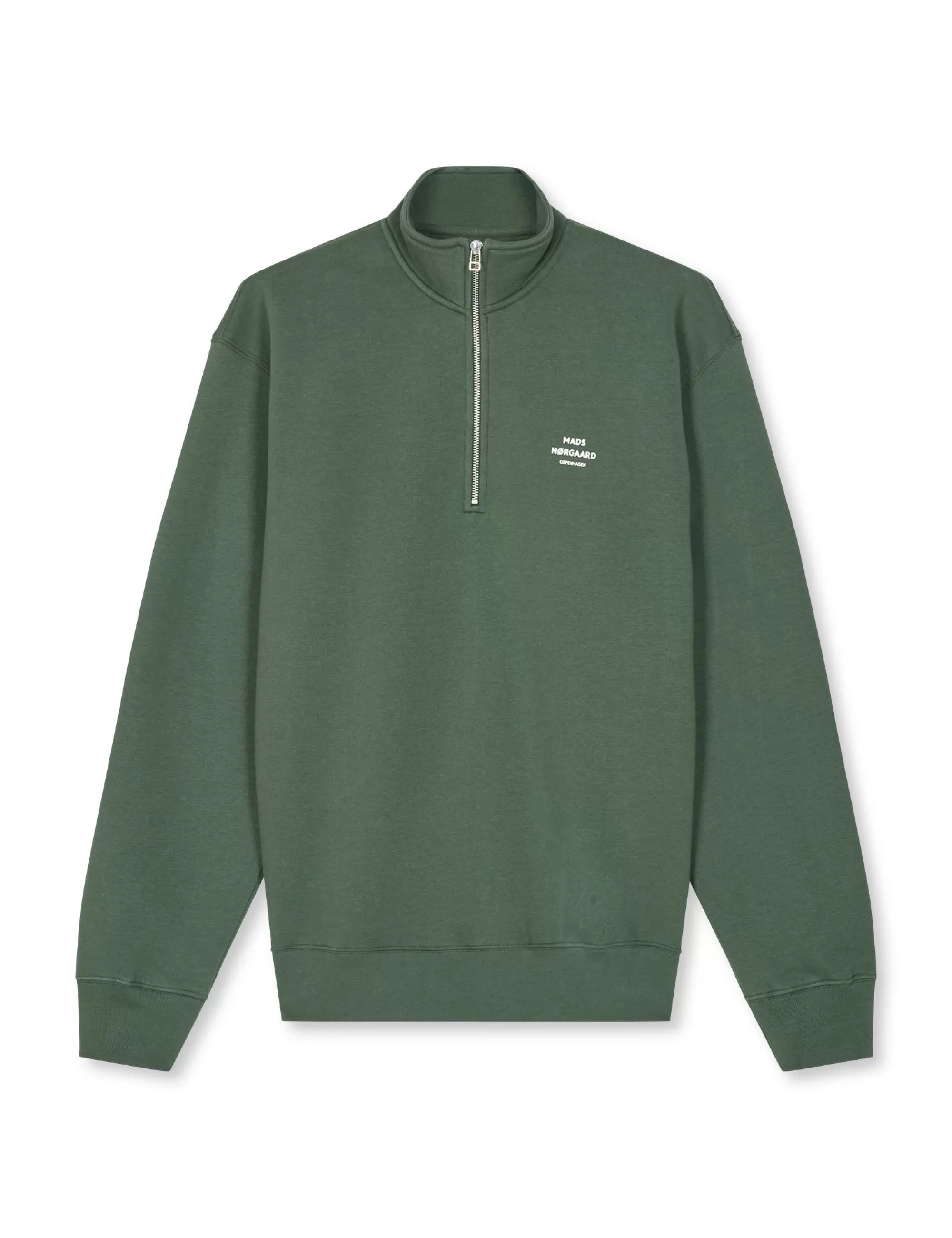 MADS NØRGAARD Standard Half Zip Logo Sweat Duck Green Best Sale