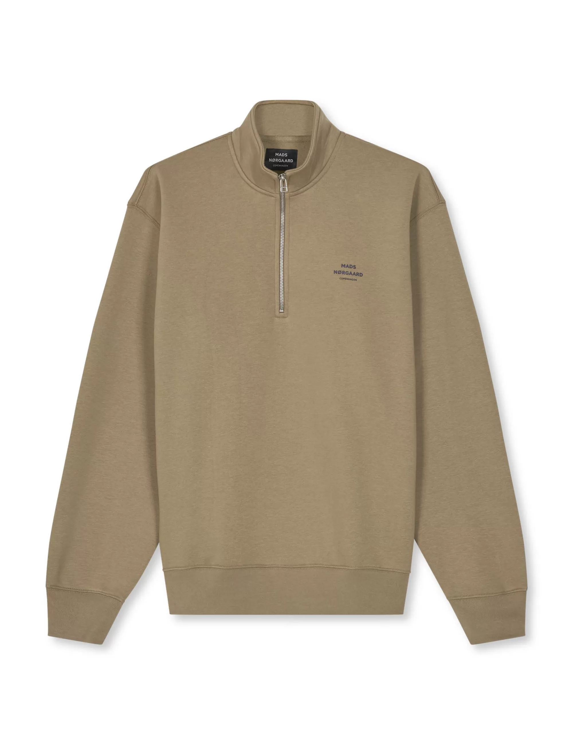 MADS NØRGAARD Standard Half Zip Logo Sweat Lead Gray Sale