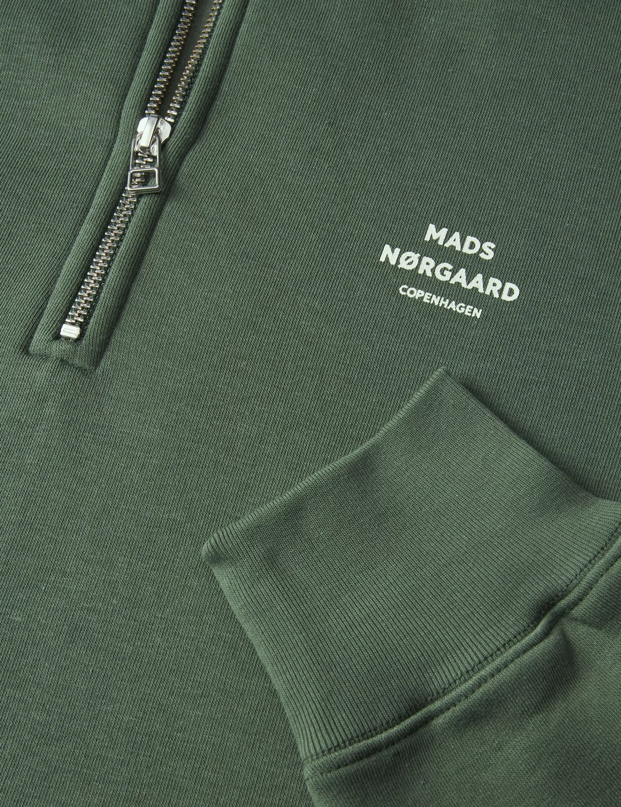 MADS NØRGAARD Standard Half Zip Logo Sweat Duck Green Best Sale