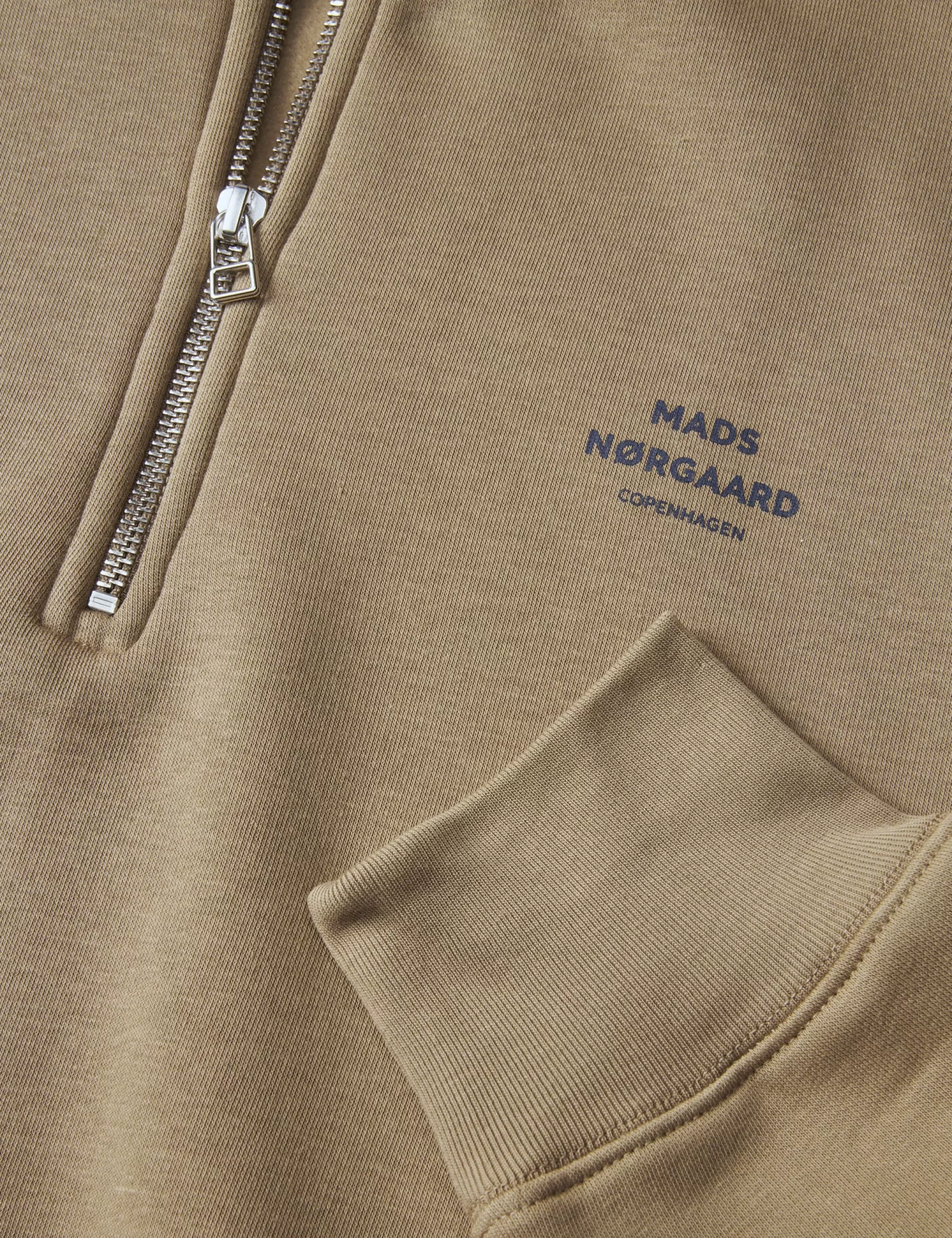 MADS NØRGAARD Standard Half Zip Logo Sweat Lead Gray Sale