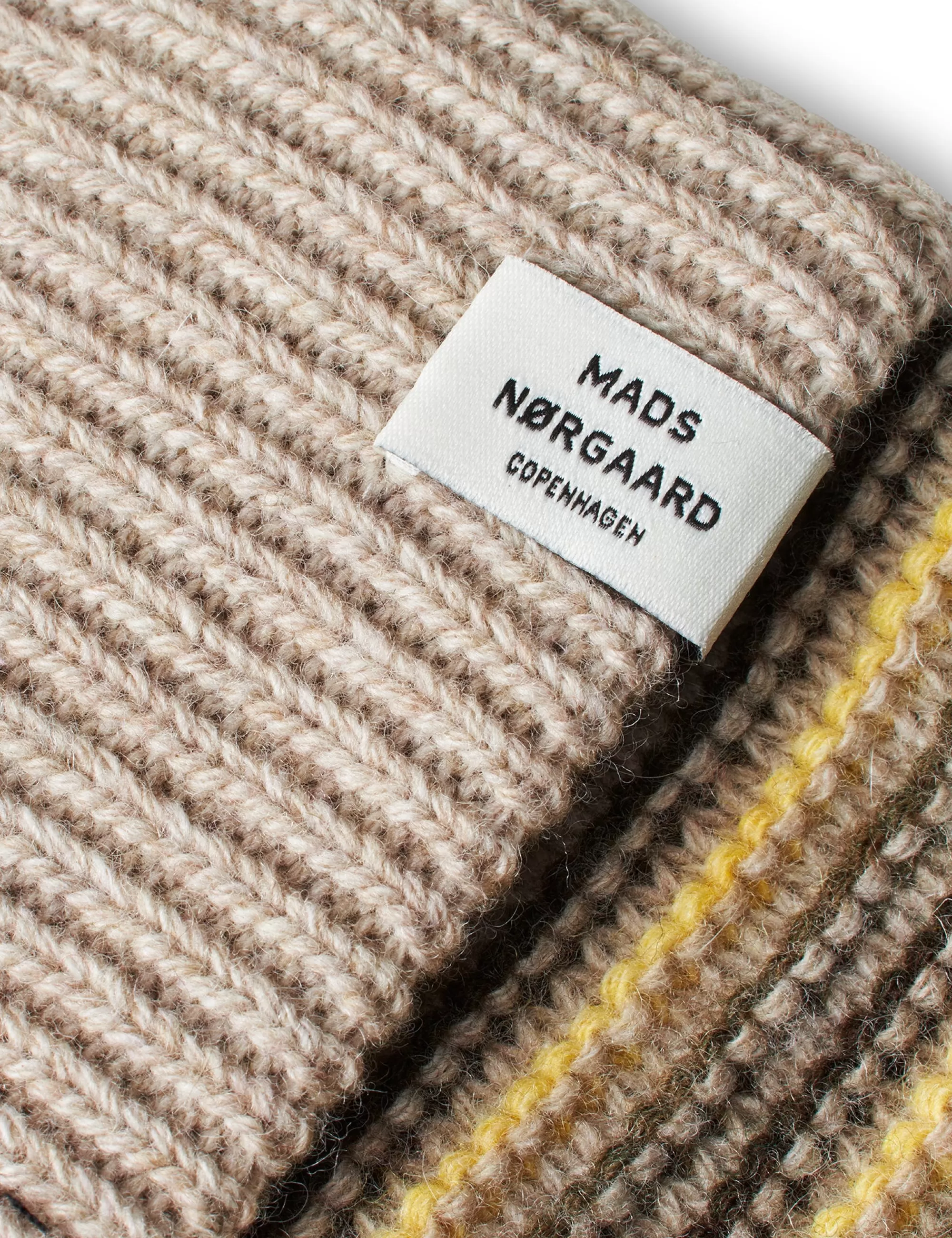 MADS NØRGAARD Stripey Abbey Hat Oatmeal Melange Mix Clearance