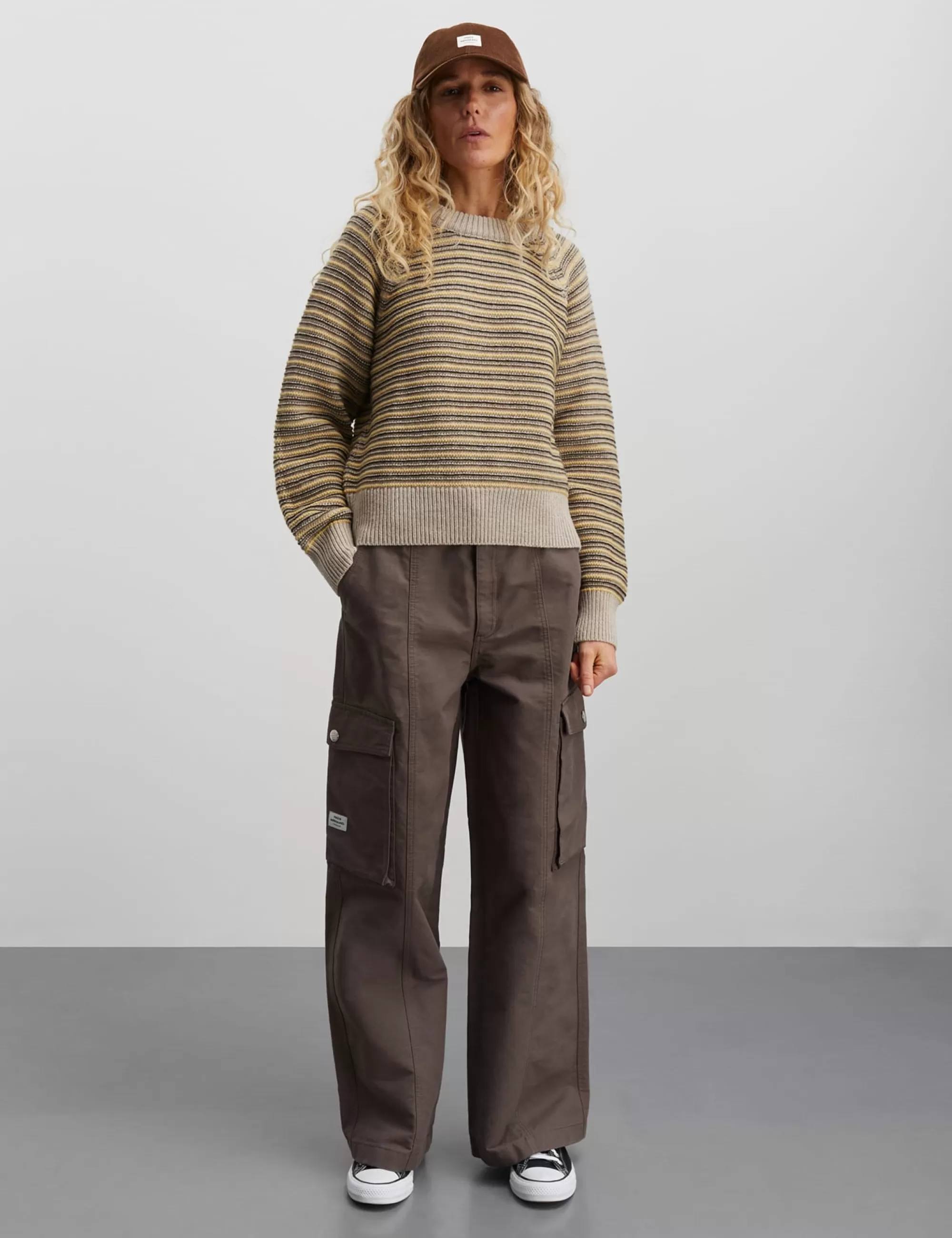 MADS NØRGAARD Stripey Martha Sweater Oatmeal Melange Mix Outlet