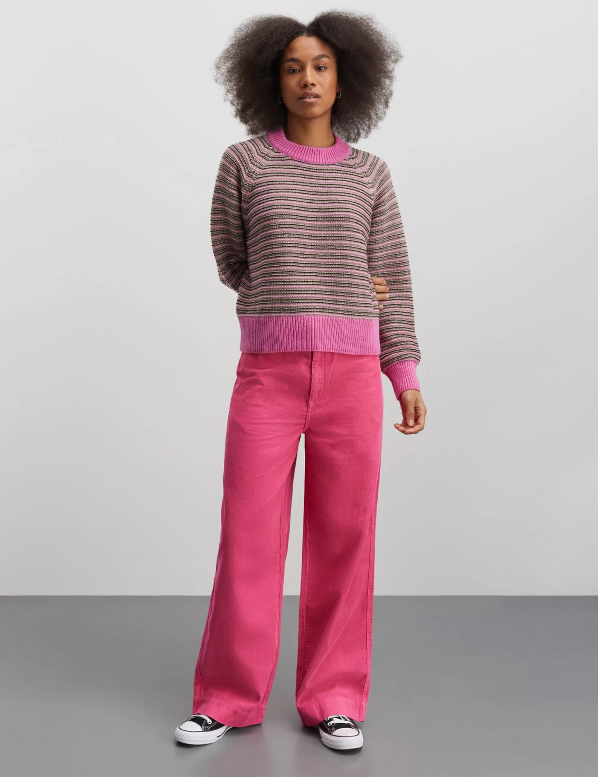 MADS NØRGAARD Stripey Martha Sweater Carmine Rose Mix Sale